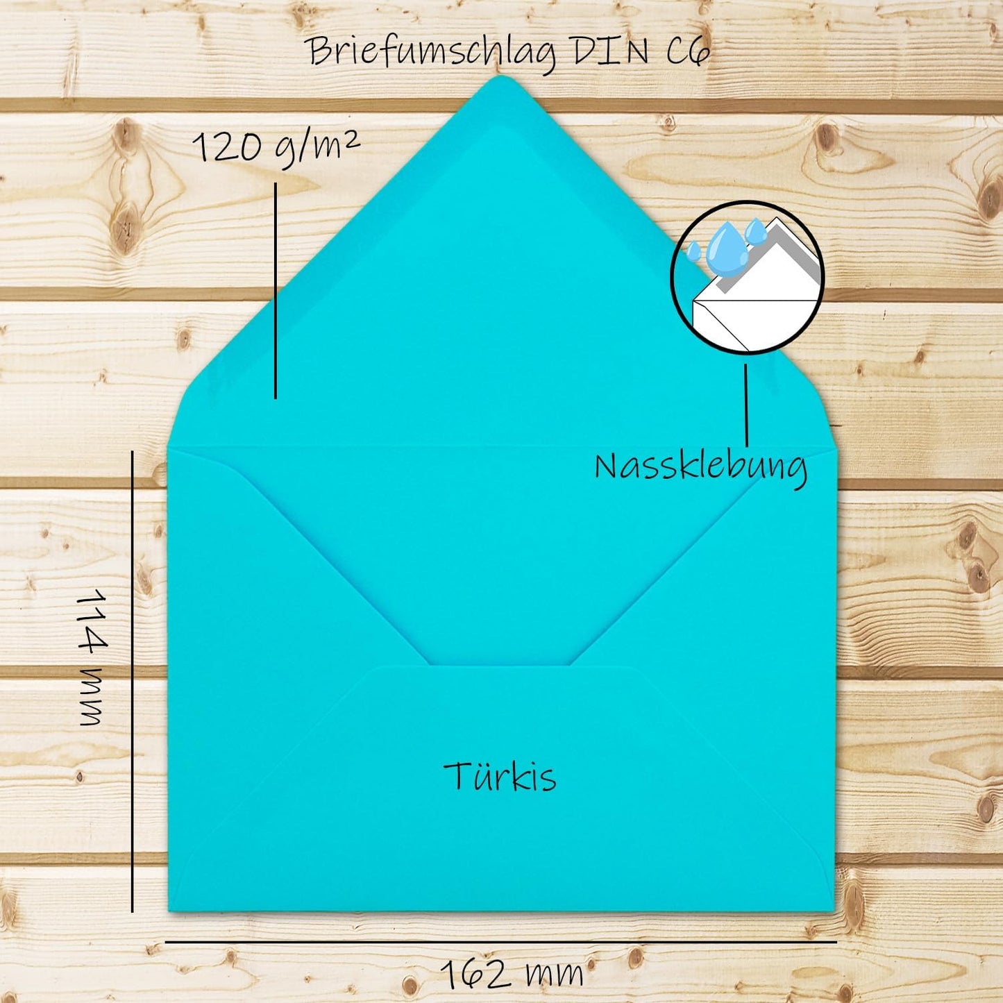 Briefumschläge DIN C6 (150 Stück), 150 Umschläge 61-Türkis