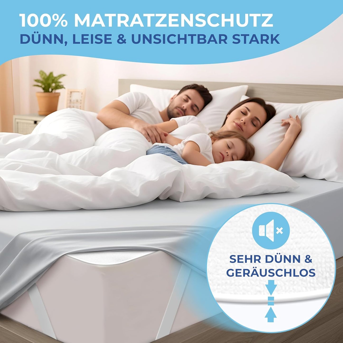 Wasserdichter Matratzenschoner, 200x220 cm 4x Eckgummifixierung