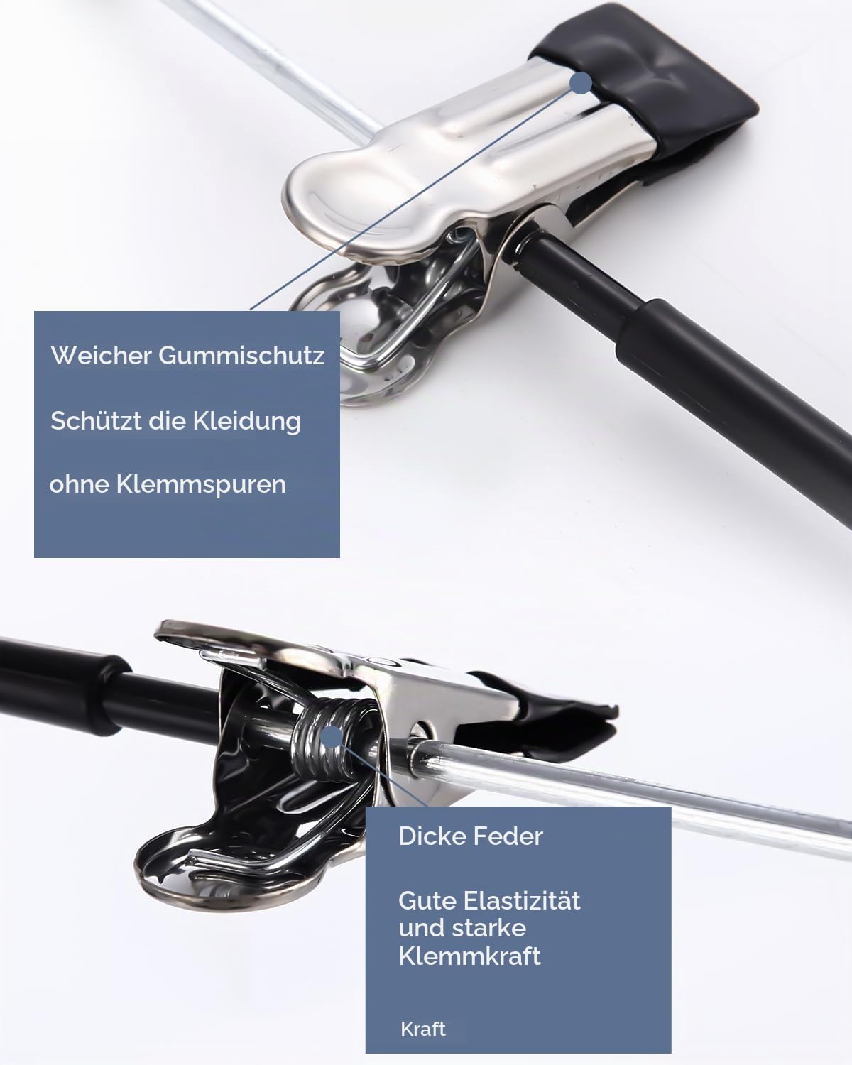 Klammerbügel-Set mit Anti-Rutsch Klammern, Schwarz-20 Stück