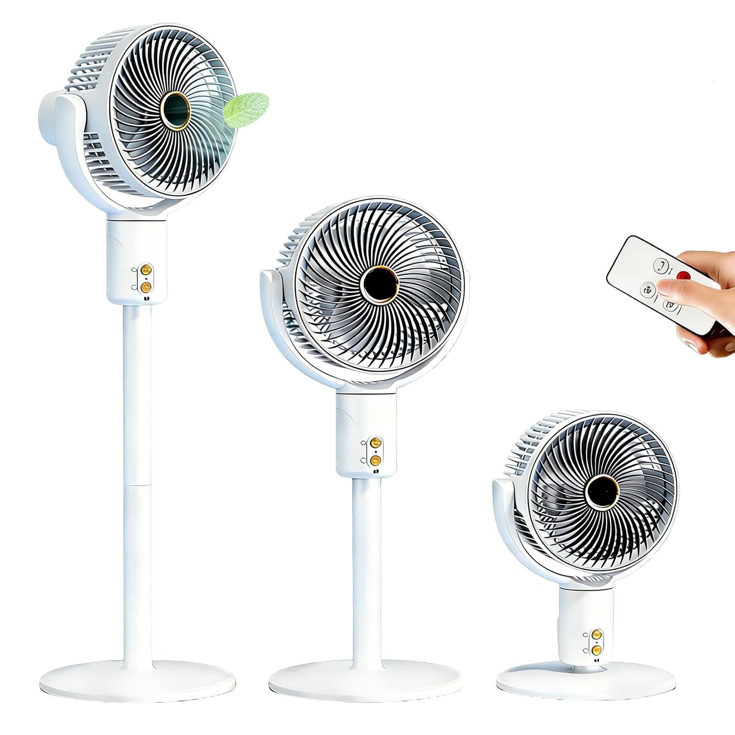 Höhenverstellbarer Standventilator mit Fernbedienung, Weiss