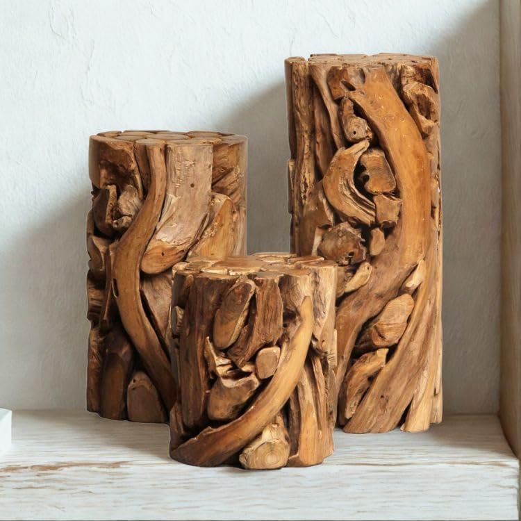 Teakholz Podest-Säule, Durchmesser 35 cm x Höhe 60 cm