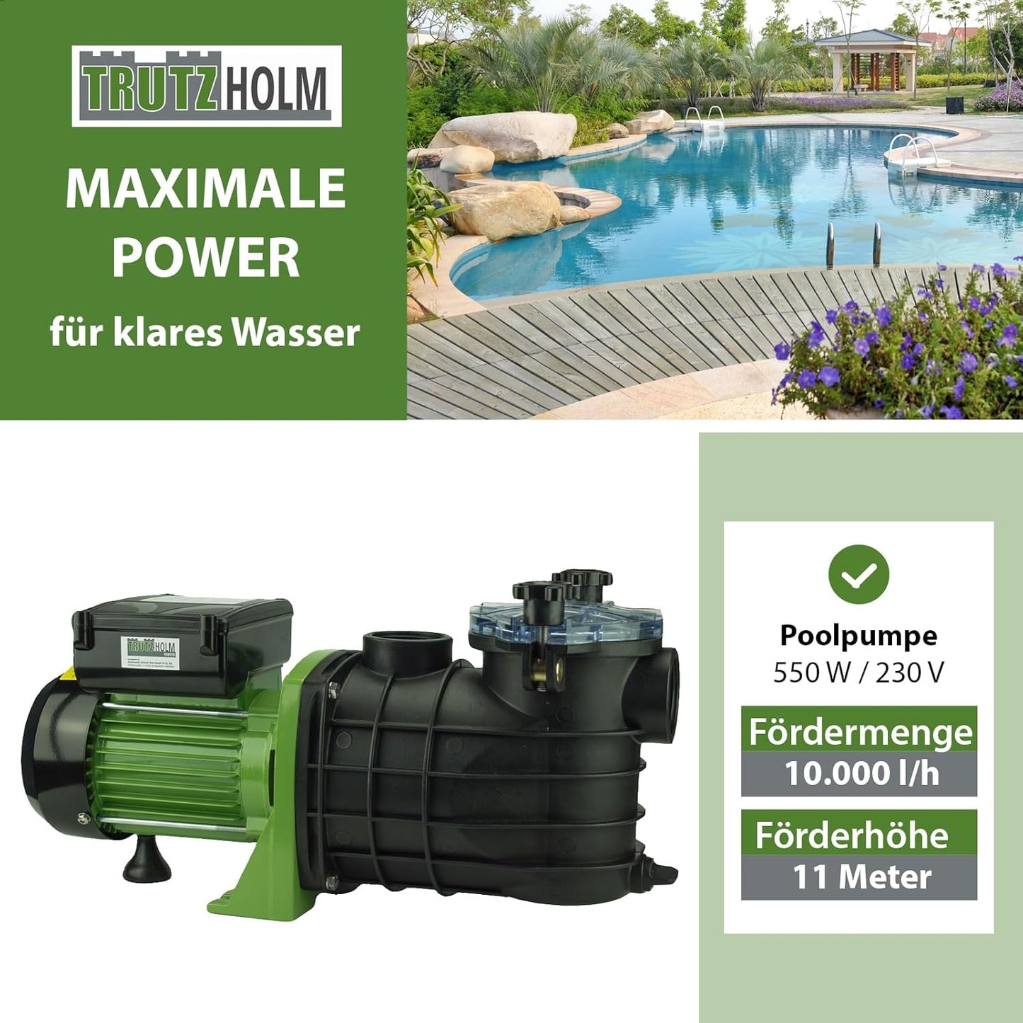 Schwimmbadpumpe, 550W / 10m³l/h