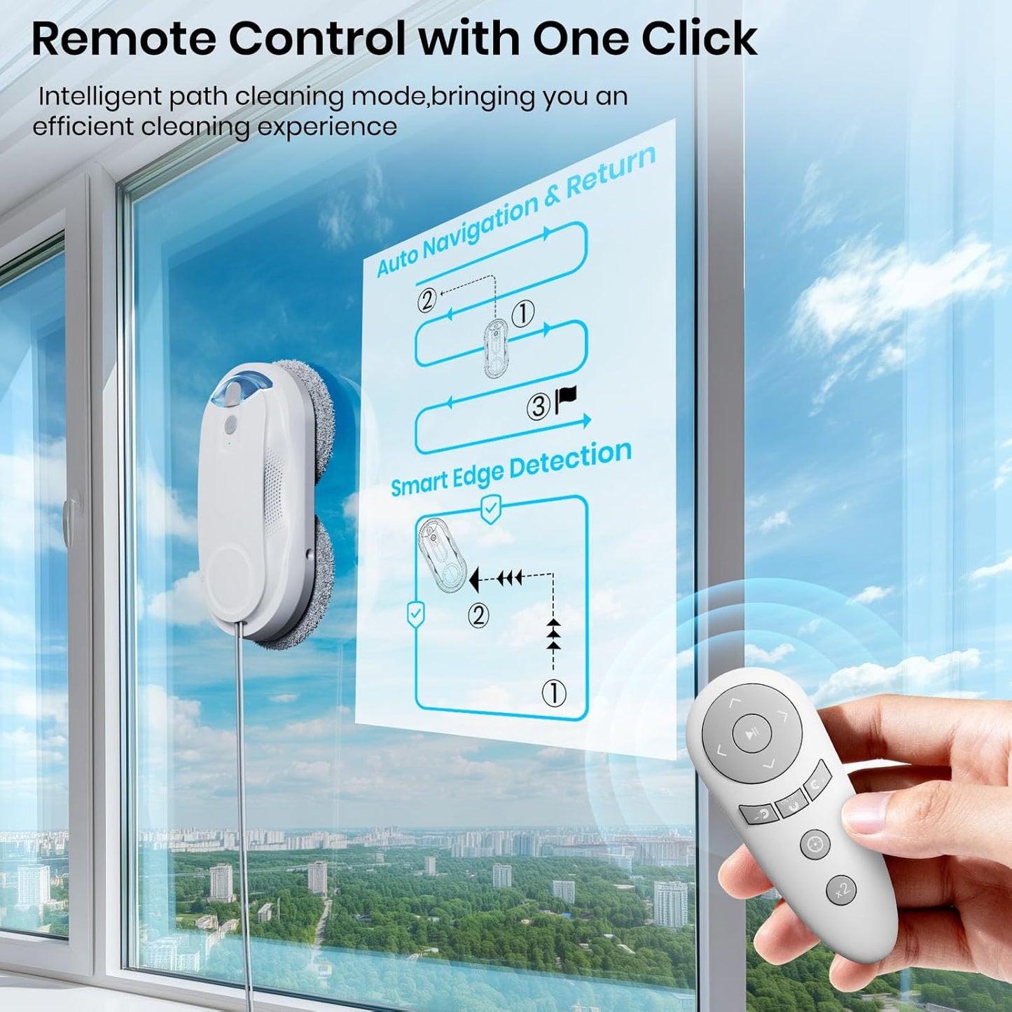X3 Fensterputzroboter mit Dual-Spray und KI-Pfadplanung, Weiss X3
