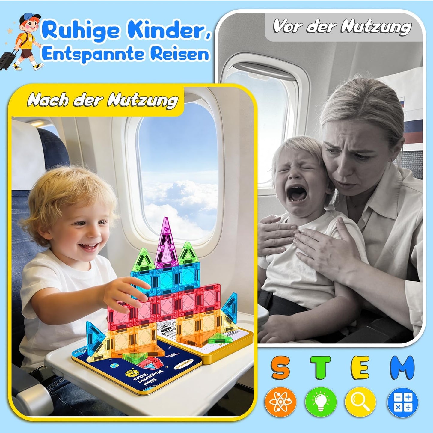 Magnetische Bausteine Reiseset, 48 Teile, ‎multi-color 48PCS