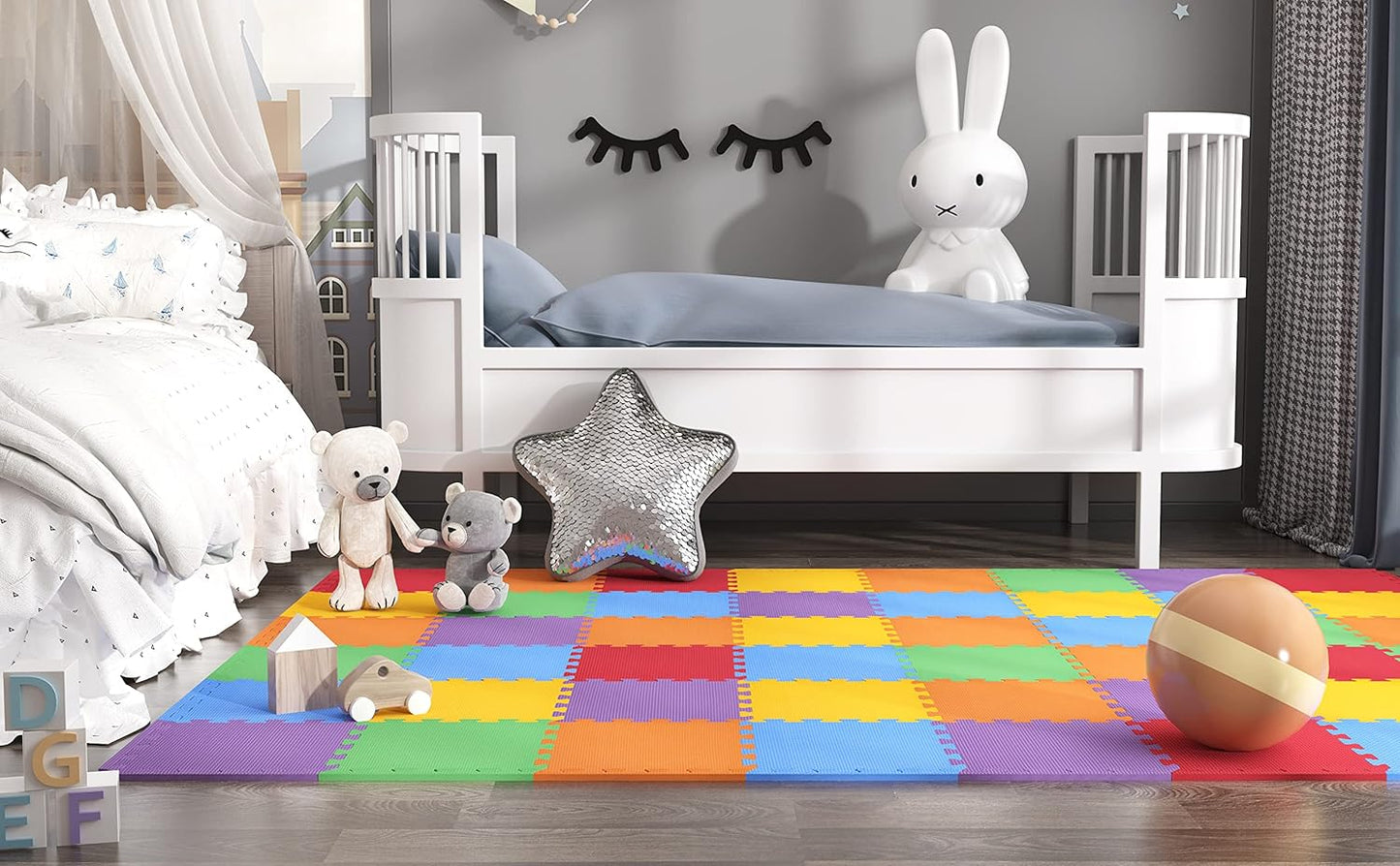 Zusammensteckbare Bodenmatten, 18 Stück, Regenbogen 18 Pièces