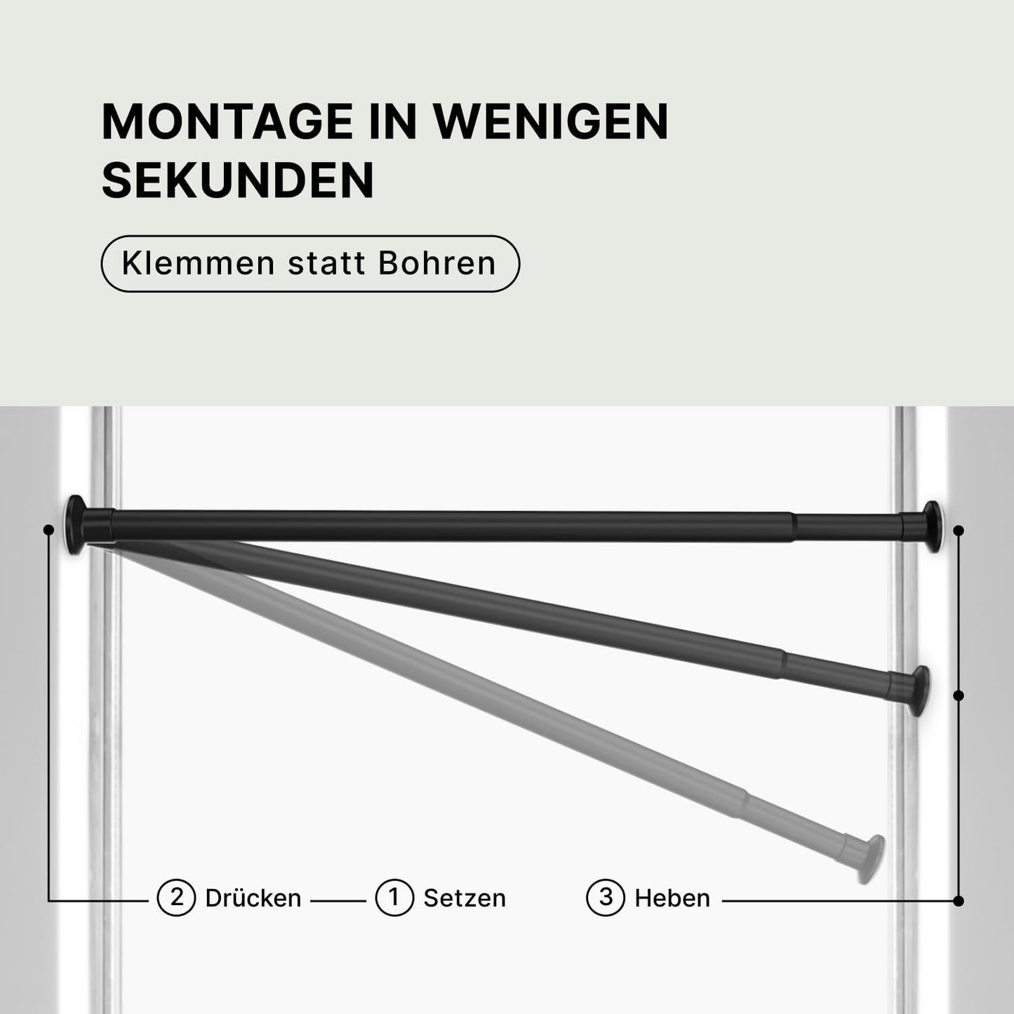 Klemmstange für Gardinen, 50-80 cm Matt Schwarz