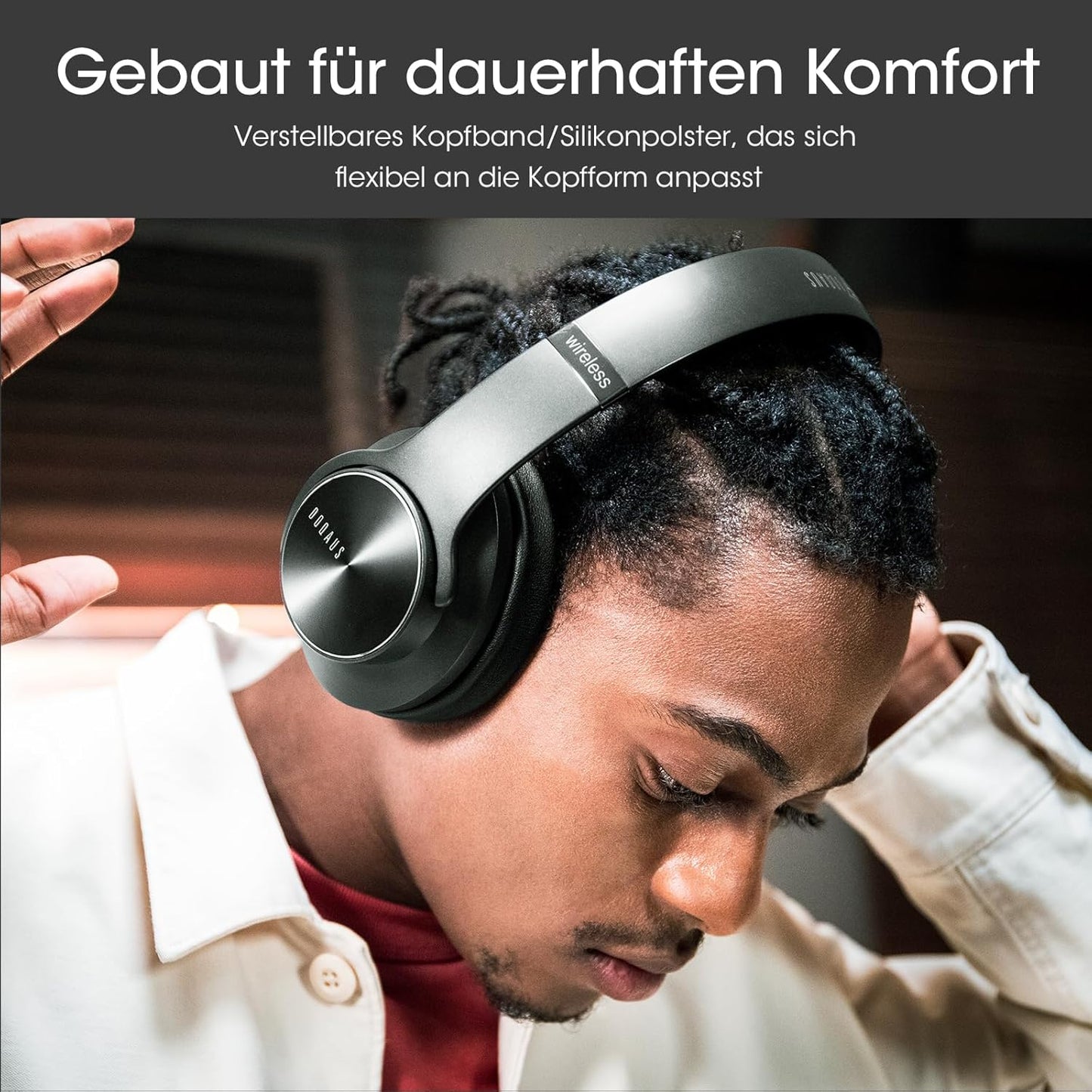 Bluetooth Over-Ear Kopfhörer mit 3 EQ-Modi, Schwarz
