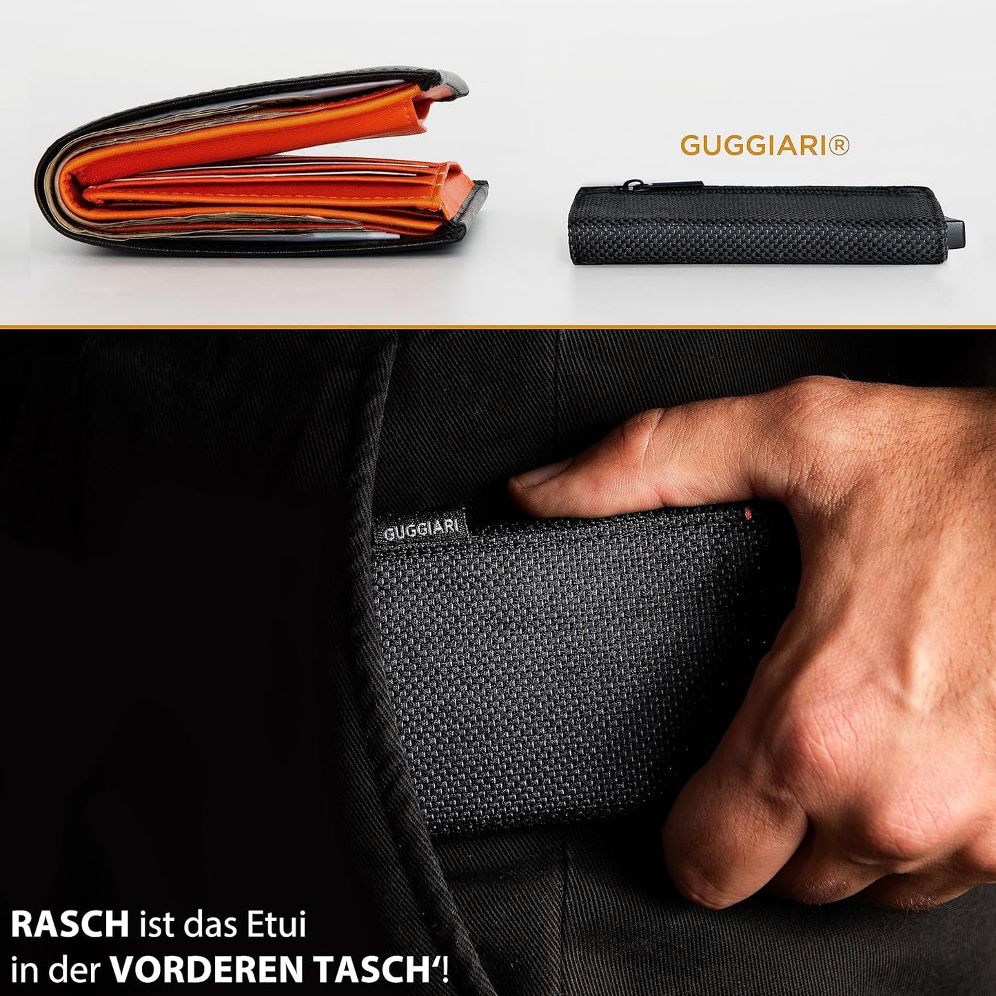 Kartenetui mit RFID-Schutz und Münzfach, Black Carbon Polyester