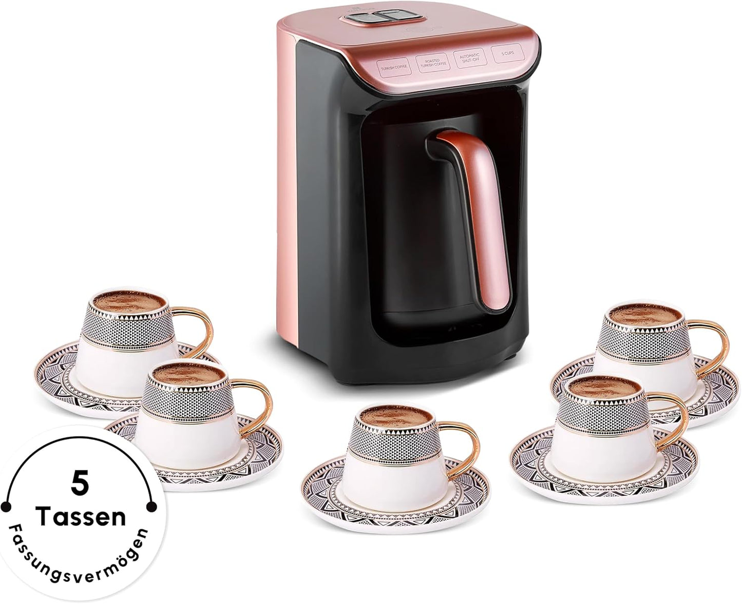 Hatır Köz Türkische Kaffeemaschine mit Milchfunktion, Roségold