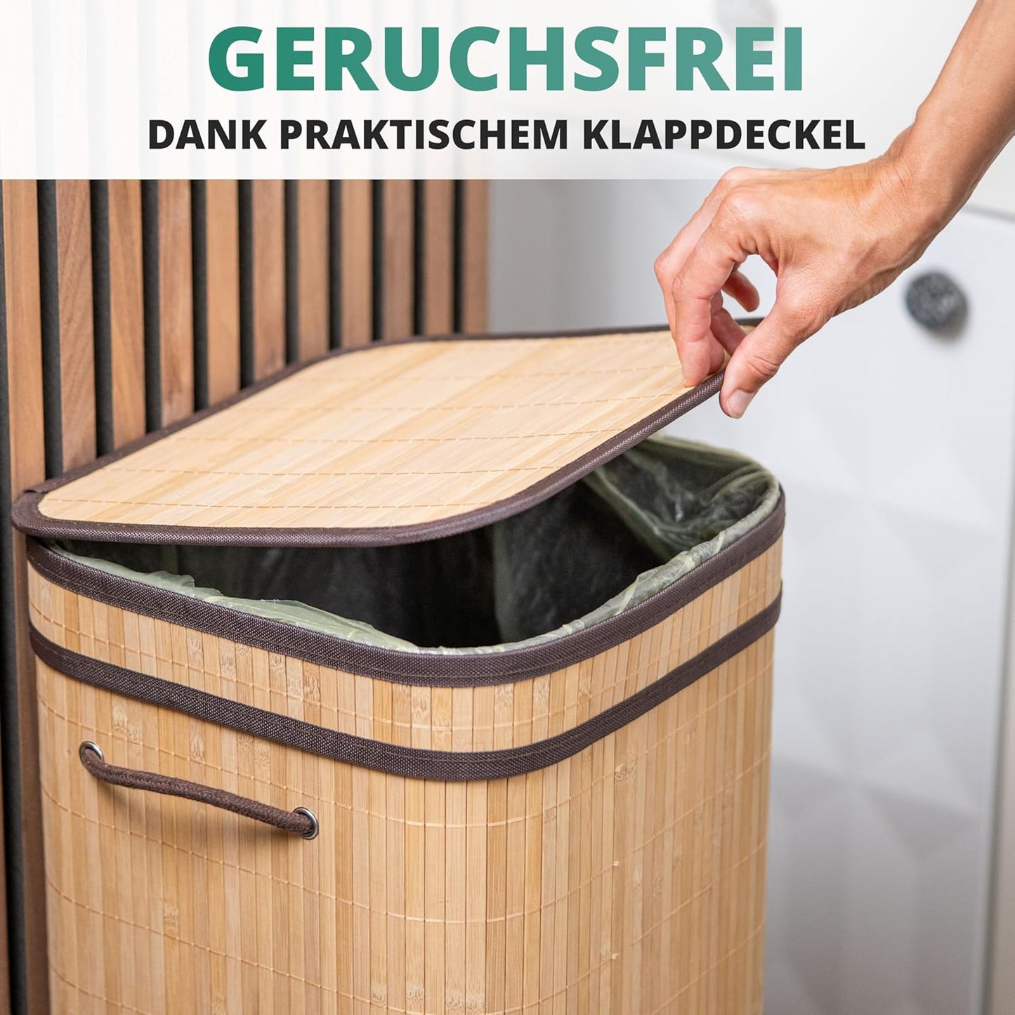 Müllsackständer für gelbe Säcke, Bambus / Dunkelbraun