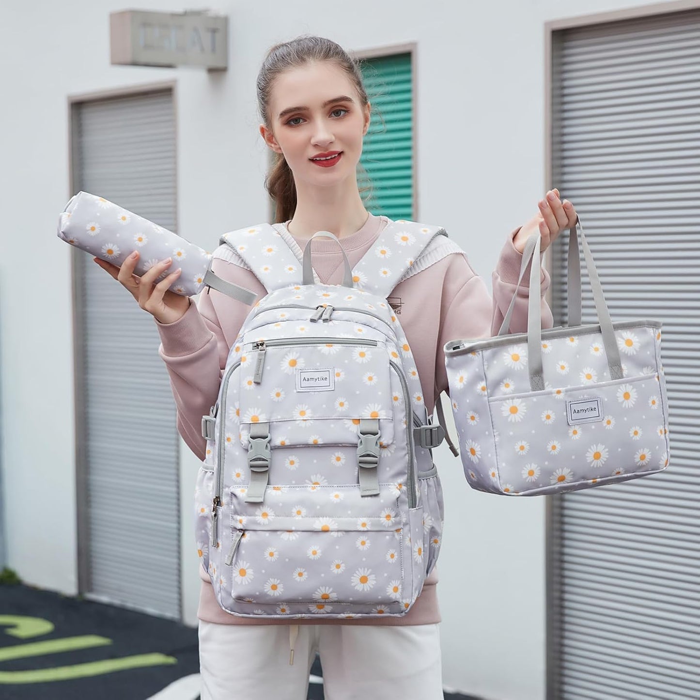Schulrucksack-Set mit Lunchpaket, L Daisy