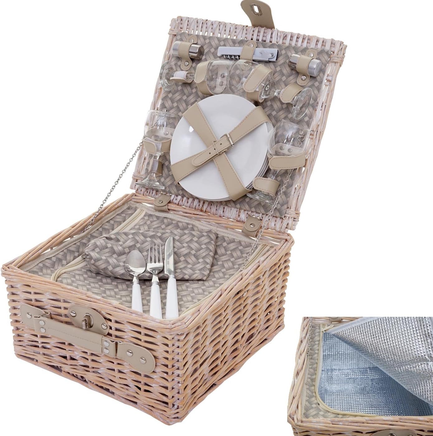 Picknickkorb-Set für 4 Personen mit Kühlfach