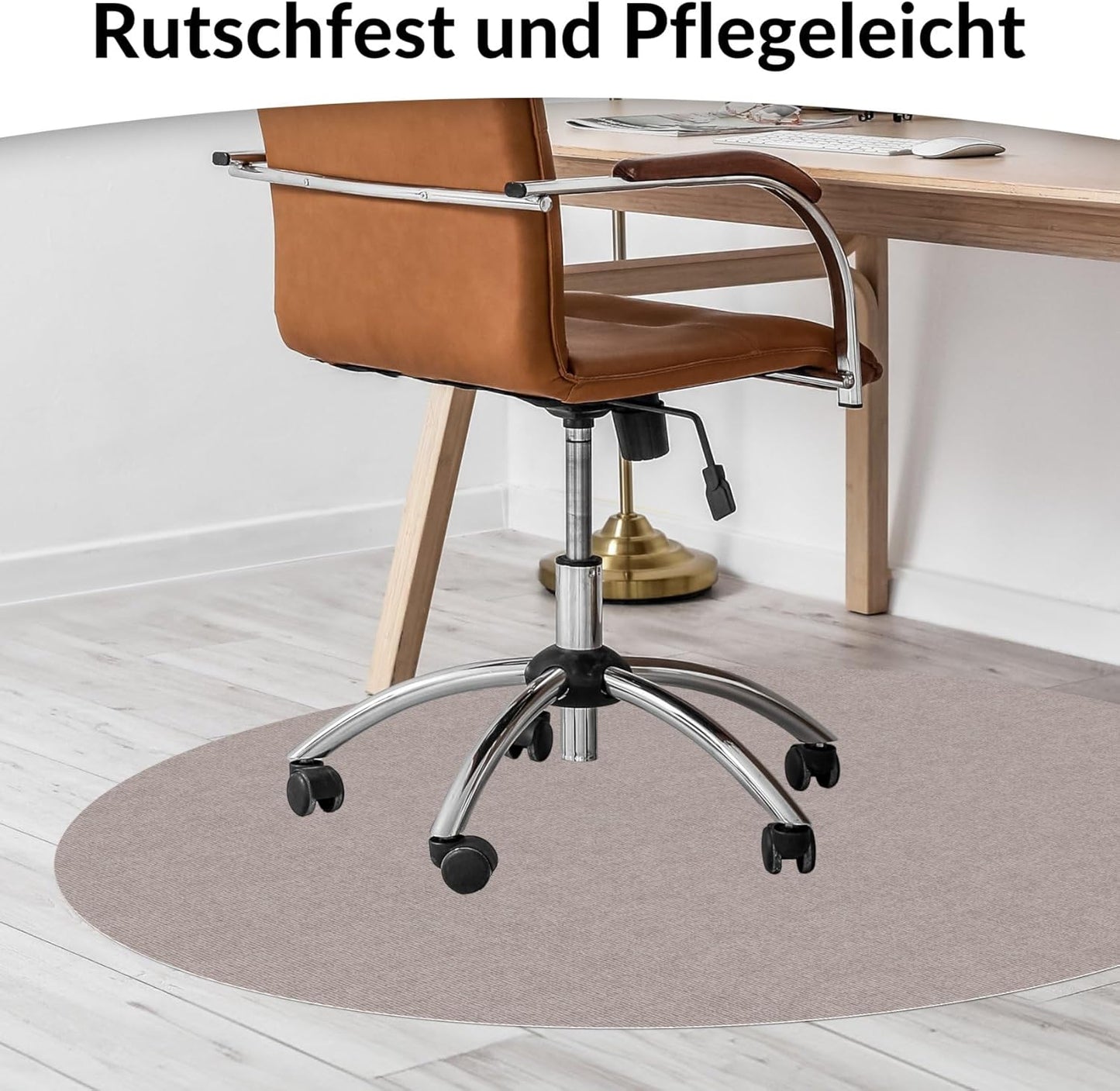 Runde Bodenschutzmatte für Bürostuhl, Rund 120 cm Beige