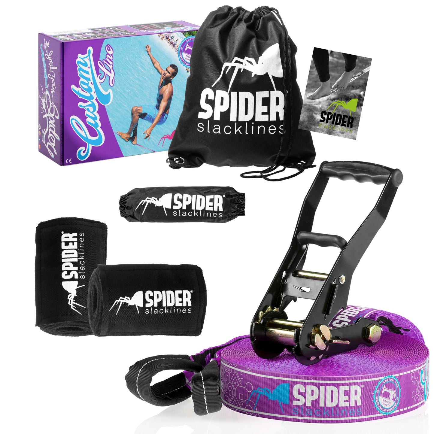 Slackline Komplettset für Anfänger & Fortgeschrittene, 20m mit 1 Ratsche
