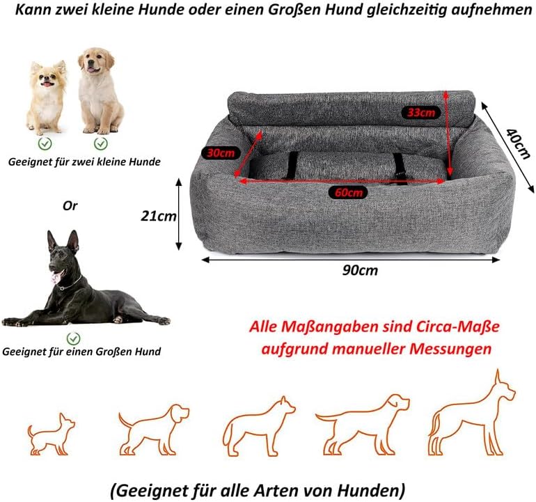 Hundeautositz, Grau (XL)