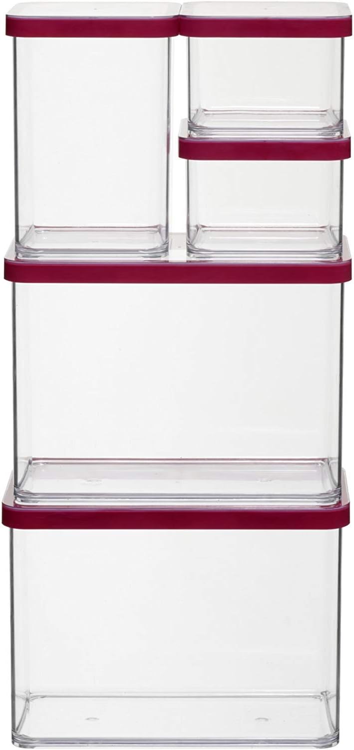 Loft Vorratsdosen-Set, Transparent/Rot Starter-Set 5-teilig