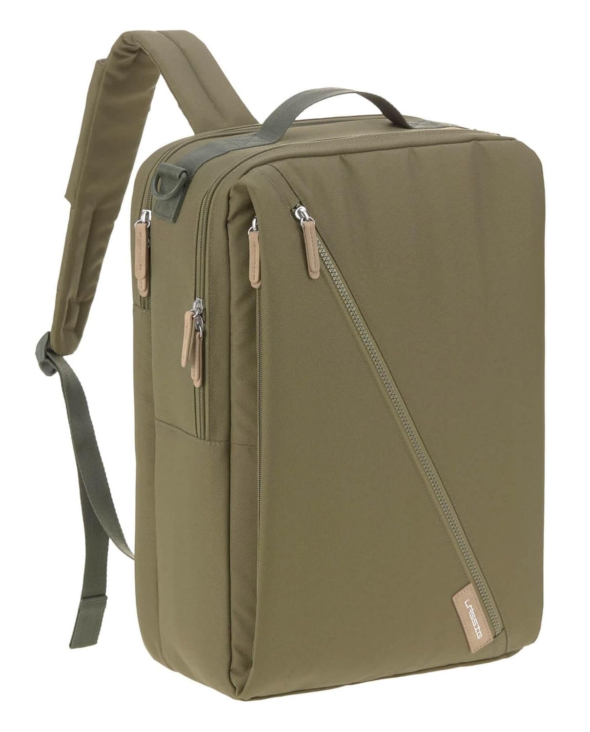 Wickelrucksack mit Wickelunterlage und Kinderwagenbefestigung, Olive