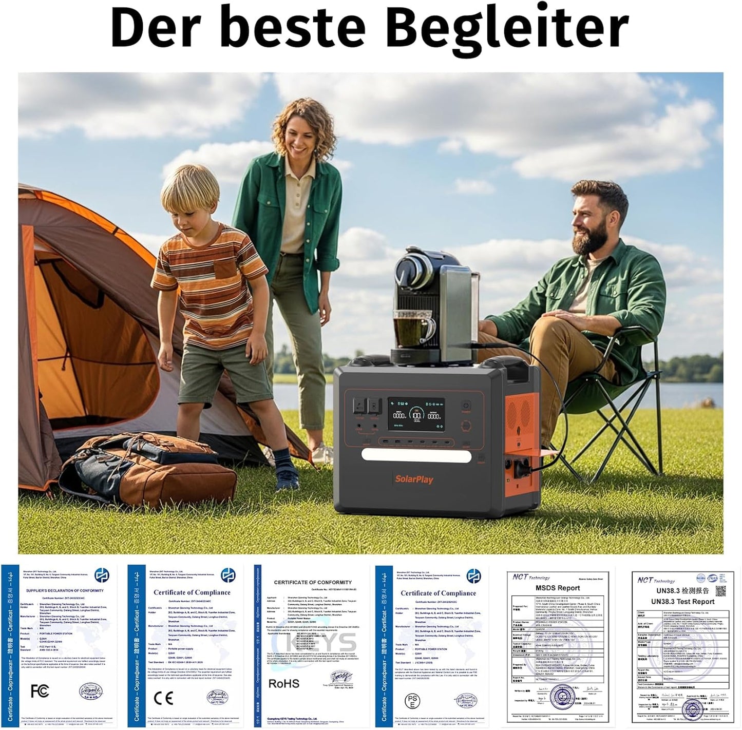 Tragbare Powerstation mit Solarpanel, 2500w+200w