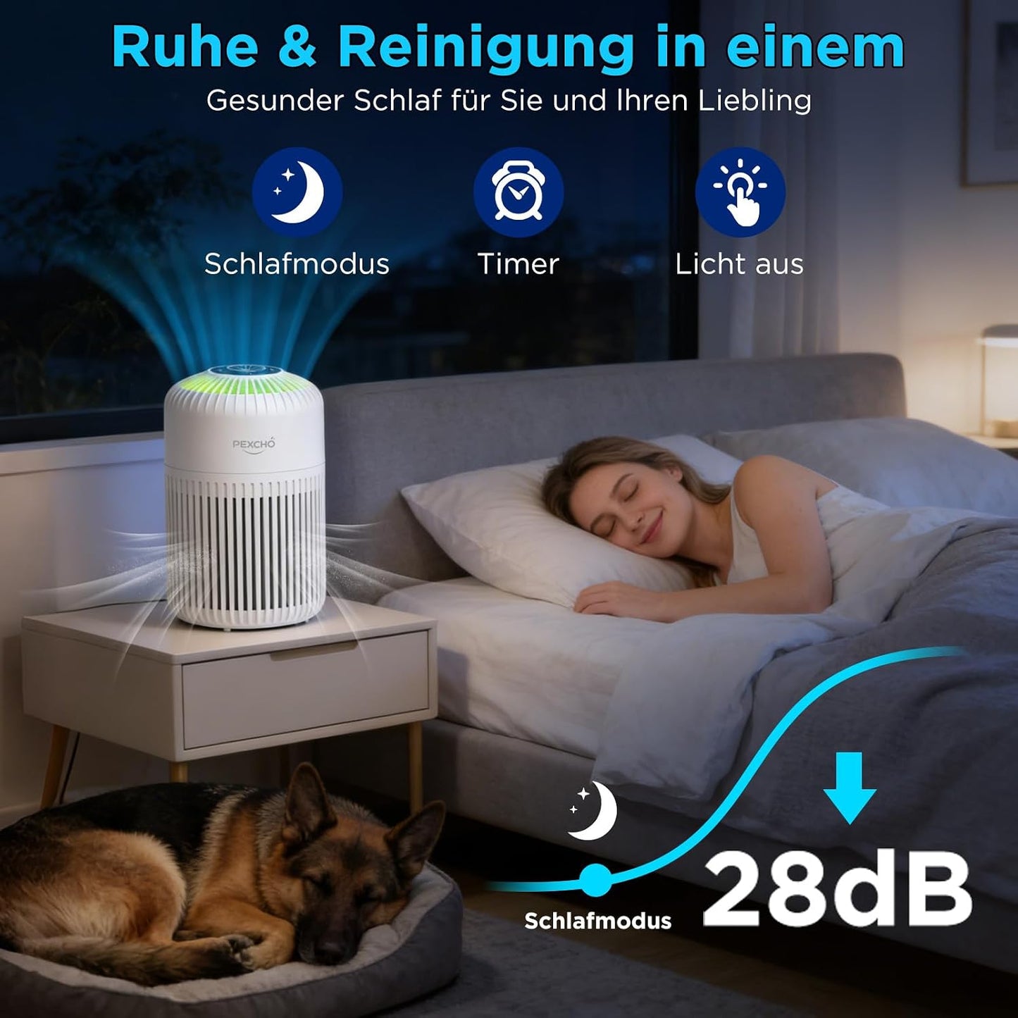 HEPA-Luftreiniger mit App-Steuerung und Aromatherapie, Weiss