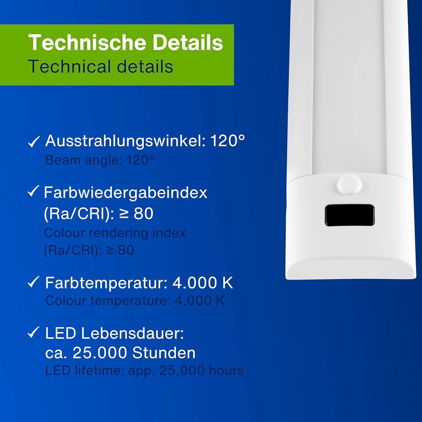 LED Unterbauleuchte mit Berührungssensor, 26 cm, 6.0 Watt
