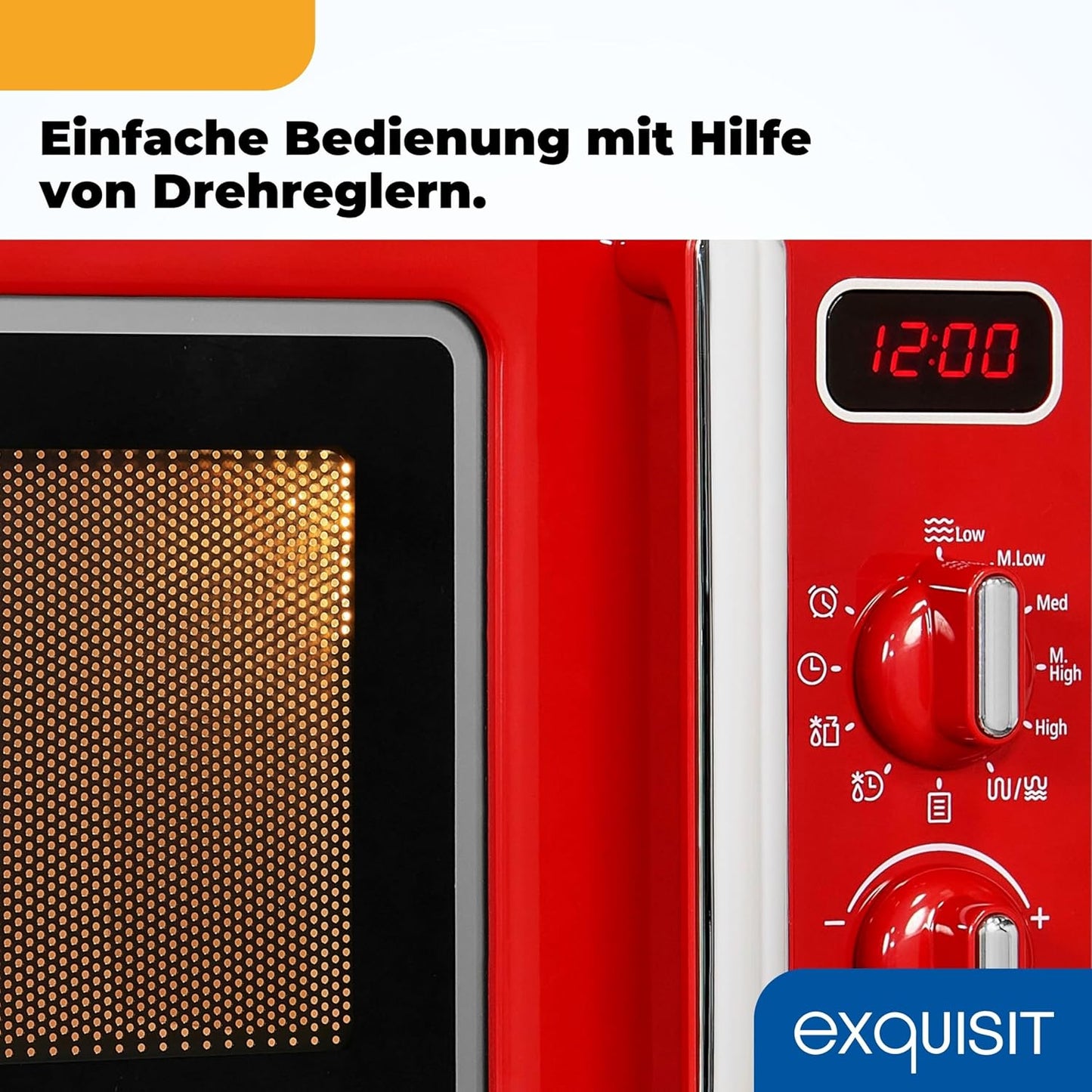 RMW720-3GDIG Retro-Mikrowelle mit Grillfunktion, Rot