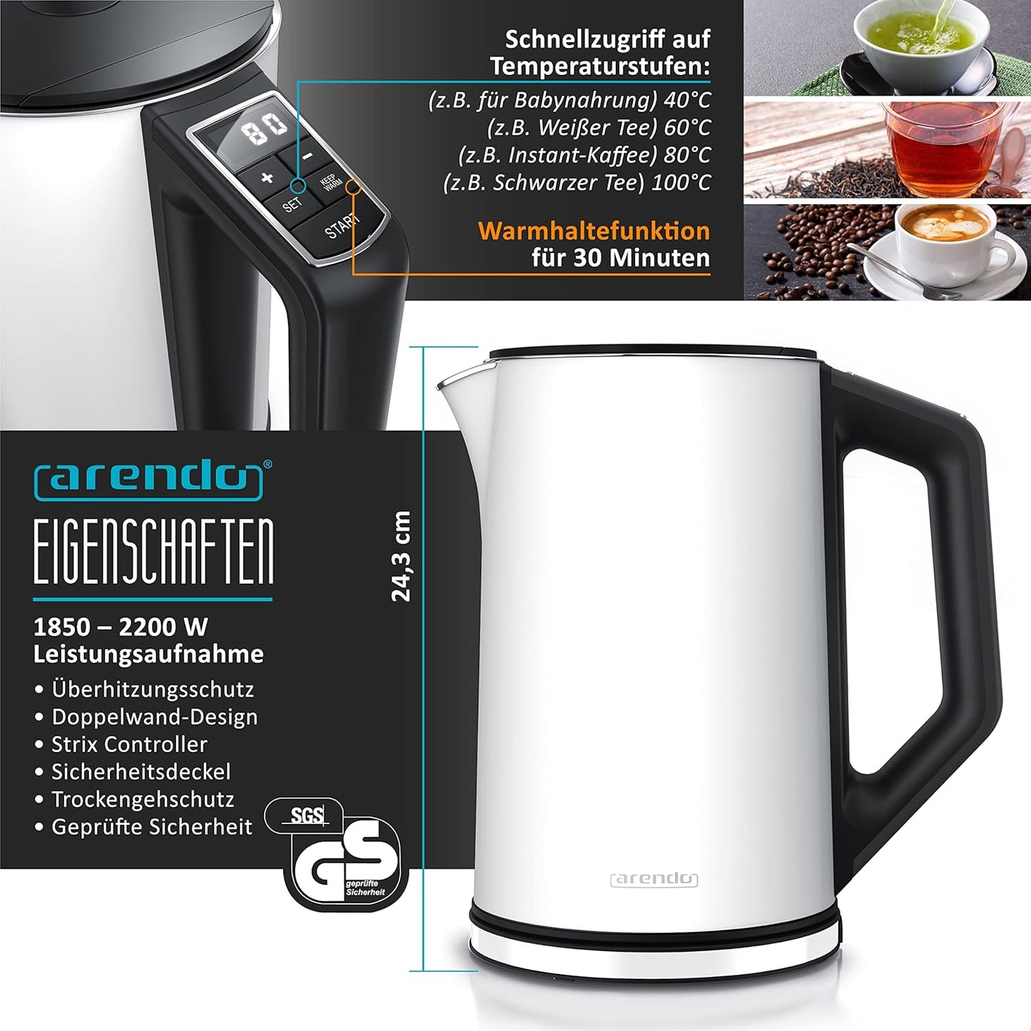 Wasserkocher und Toaster Set, D: Weiss