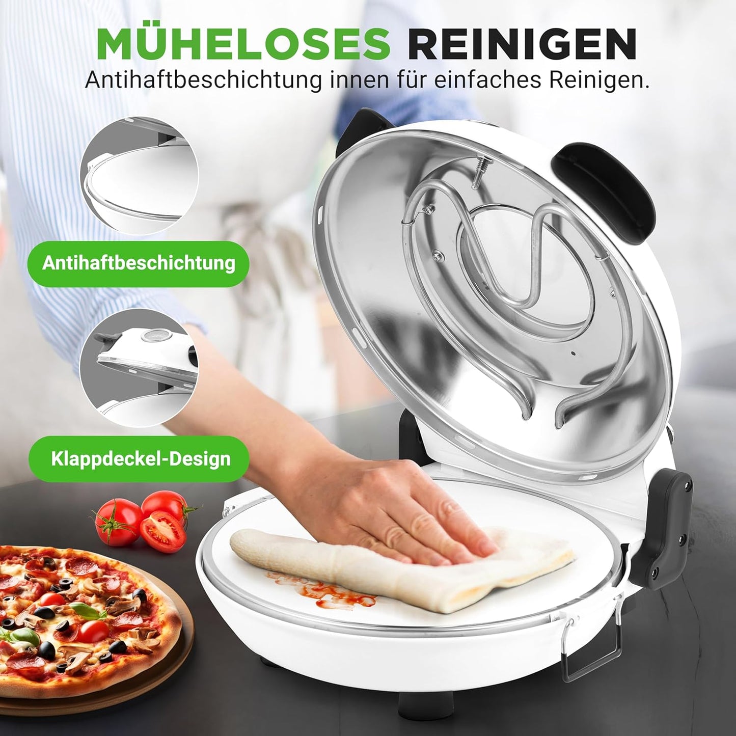 Pizzaofen mit Pizzastein, White