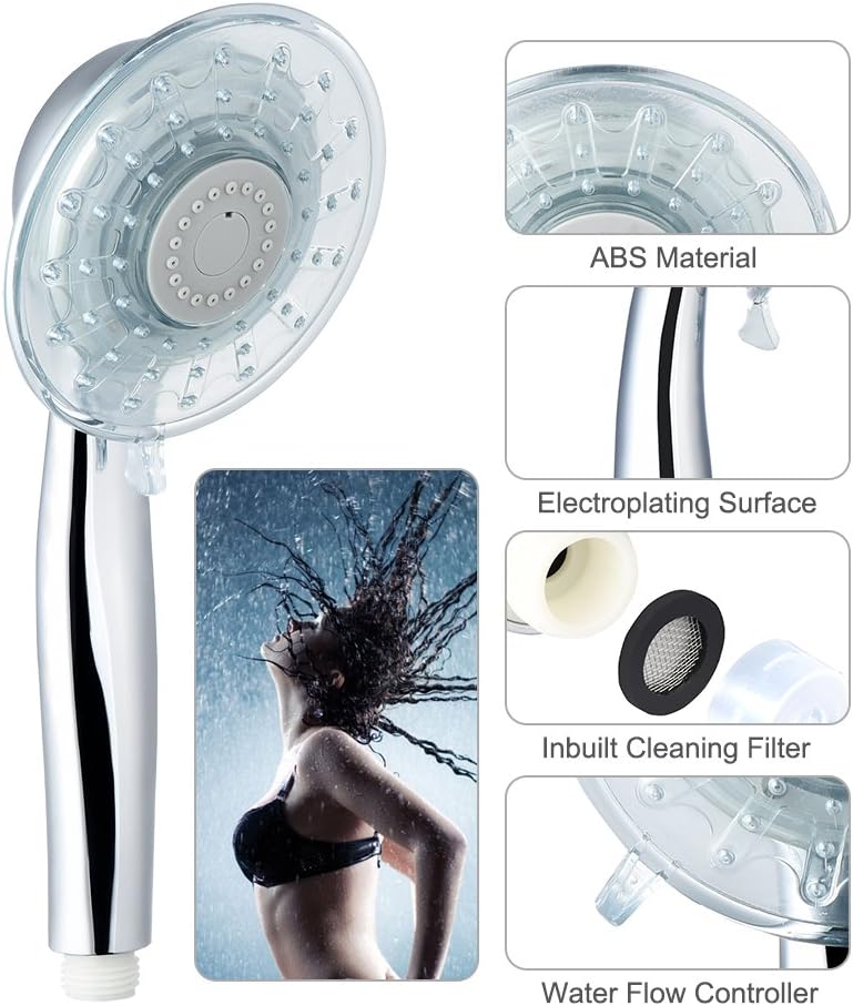 LED Duschkopf mit Farbwechsel und Wasserdurchflussregelung, 7 Farben
