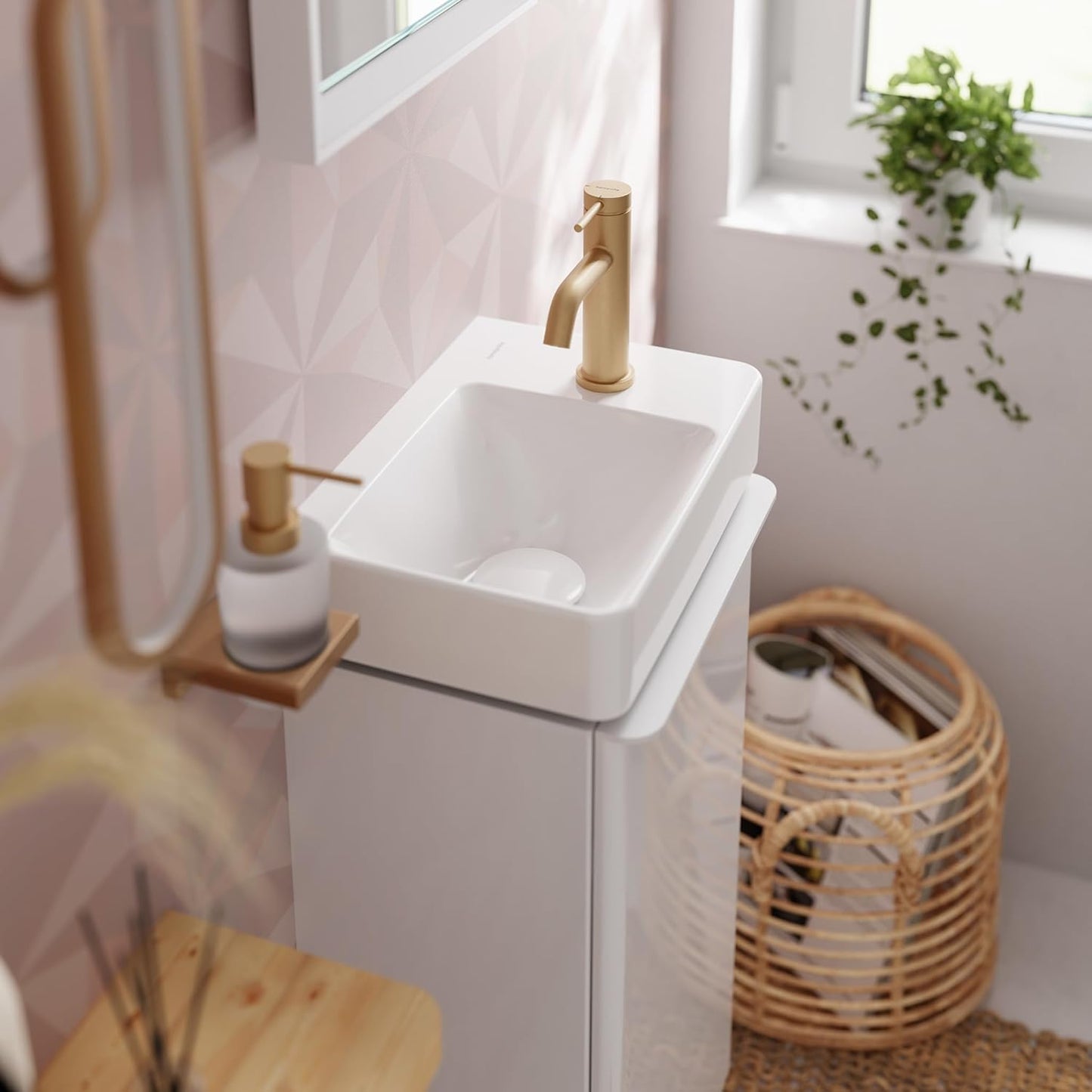 Tecturis S Waschtischarmatur mit CoolStart Funktion, Brushed Bronze|Auslaufhöhe 80mm|ohne Ablauf