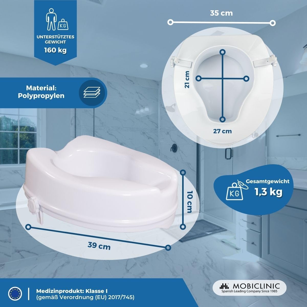 Toilettensitzerhöhung 10 cm für Senioren