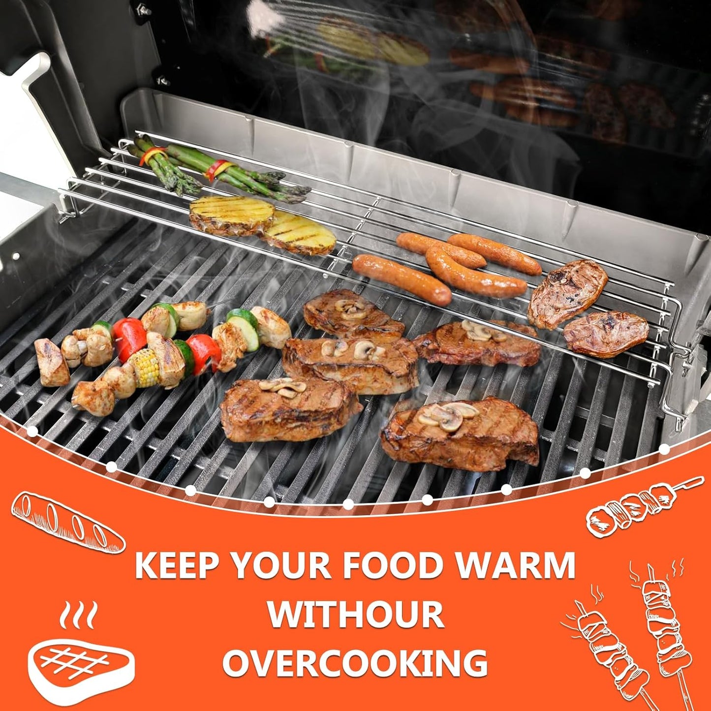 Warmhalterost für Weber Spirit 300, 201 Stainless Steel One-Piece for Spirit 300