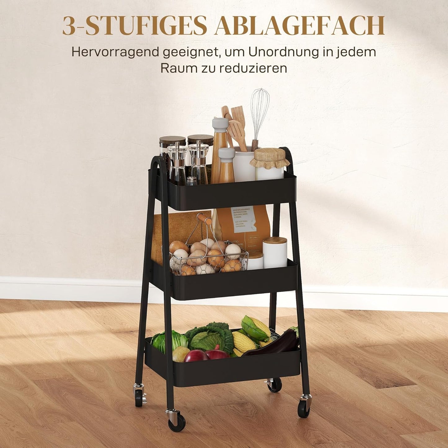 Rollwagen mit Bremse, Schwarz