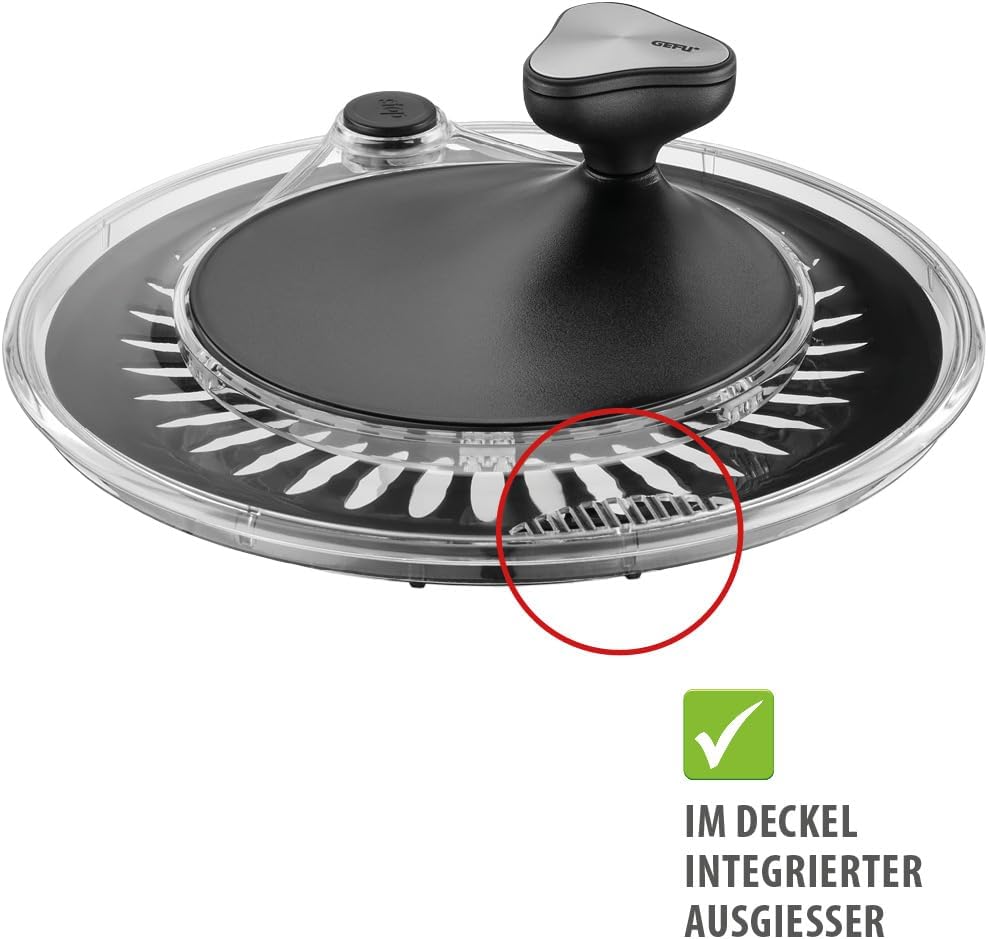 Salatschleuder mit Kurbelantrieb, 4,5l & Deckel Edelstahl/Schwarz + Frischhaltedeckel