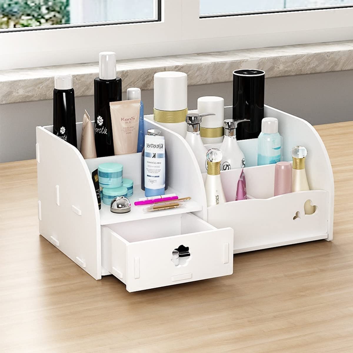 Make-up-Organizer mit Schubladen für Schminktisch, Weiss 28 X 19 X 14 Cm