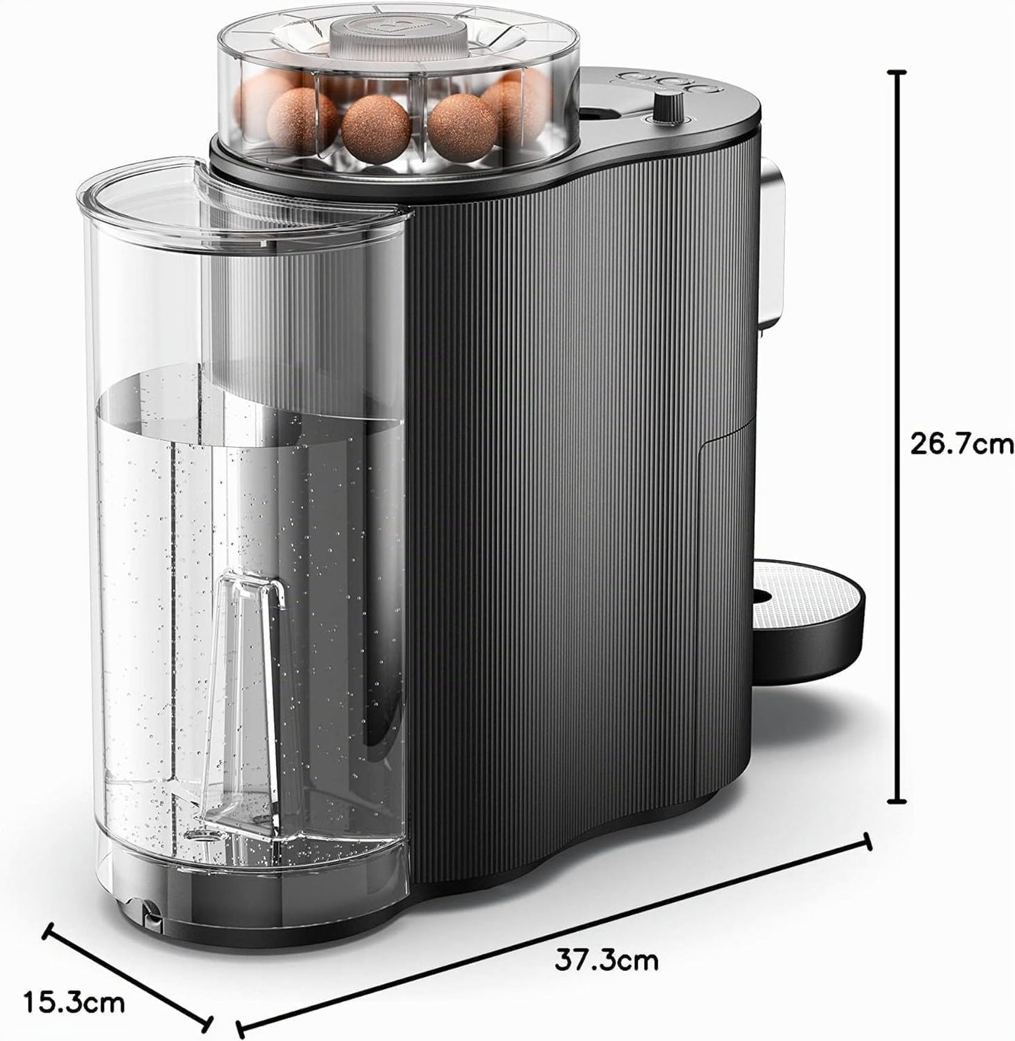 Switzerland Professional CoffeeB Globe Kaffeemaschine mit kompostierbaren Kaffeebällen, Schwarz +90 Bälle LUNGO FORTE