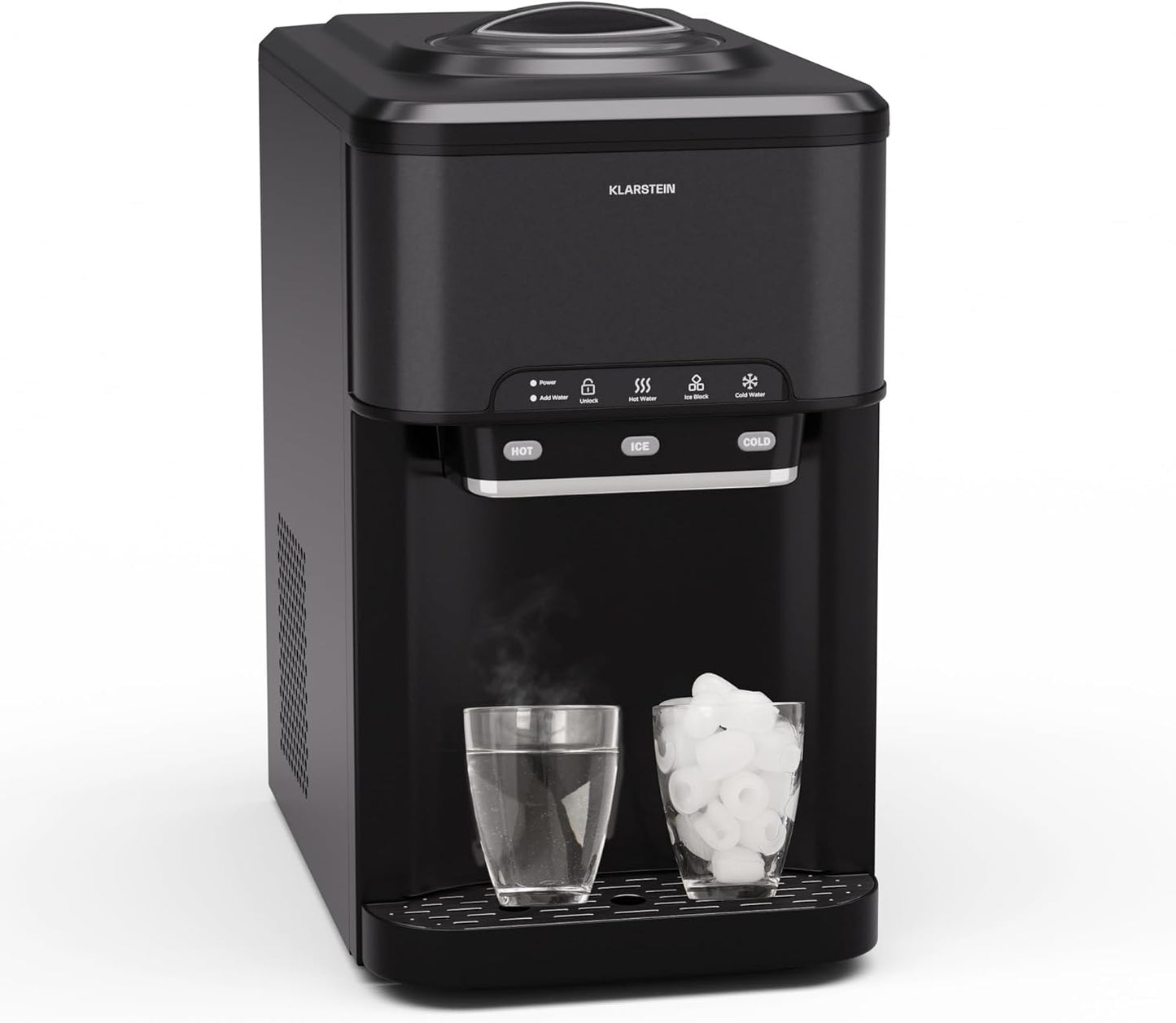 Eiswürfelmaschine mit Selbstreinigung, Schwarz 3 in1 Warmwasser Mechanisch