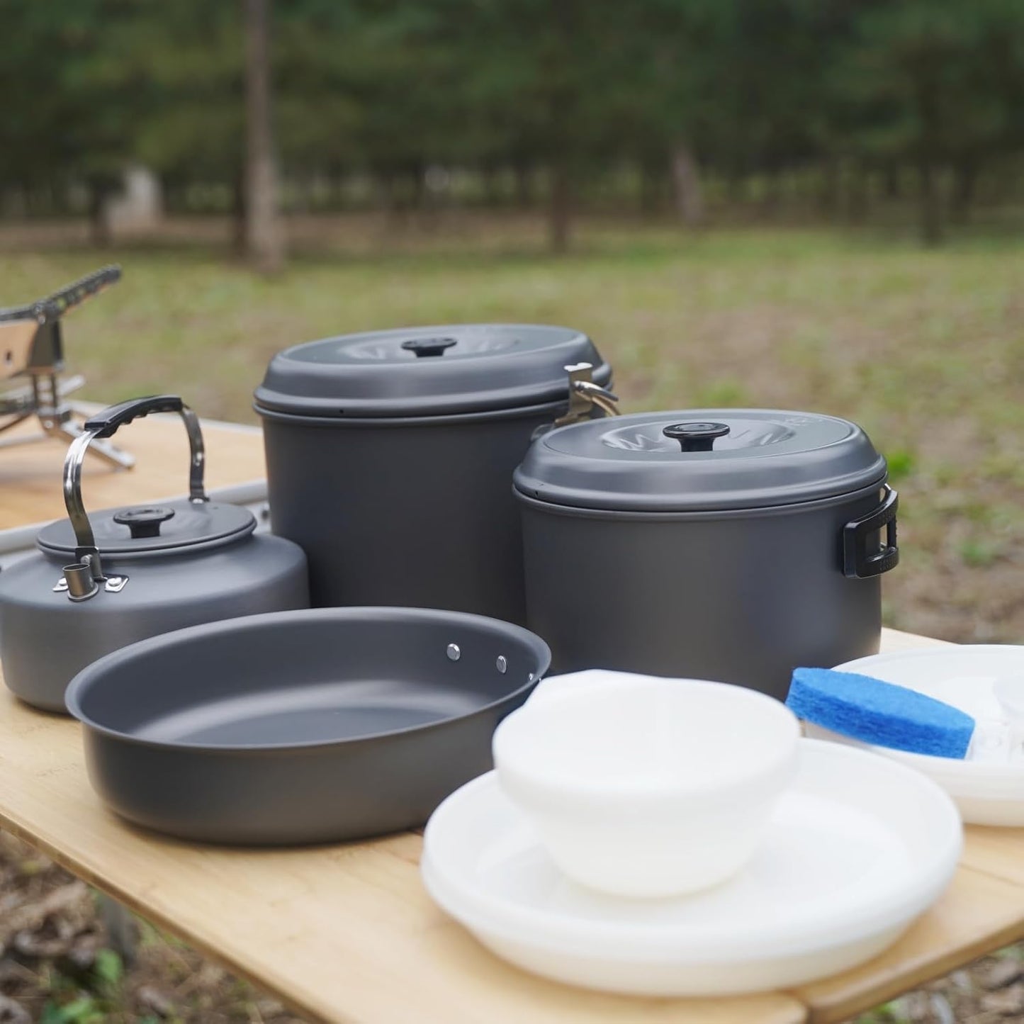 Camping Kochgeschirr-Set für 6 Personen, 6 Personen 10L Mit kessel