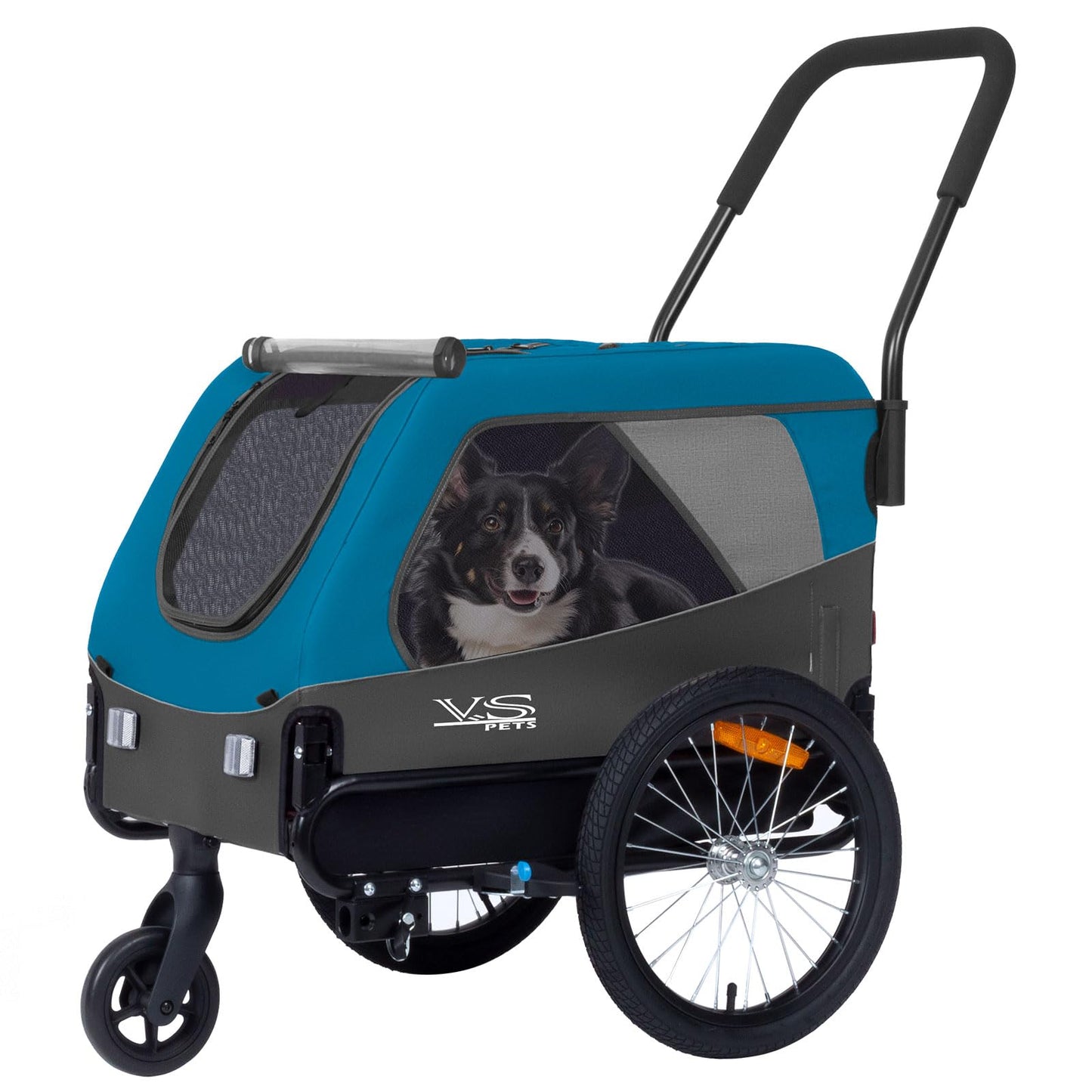 Hundeanhänger und Buggy für Hunde bis 23kg, Blau/Grau