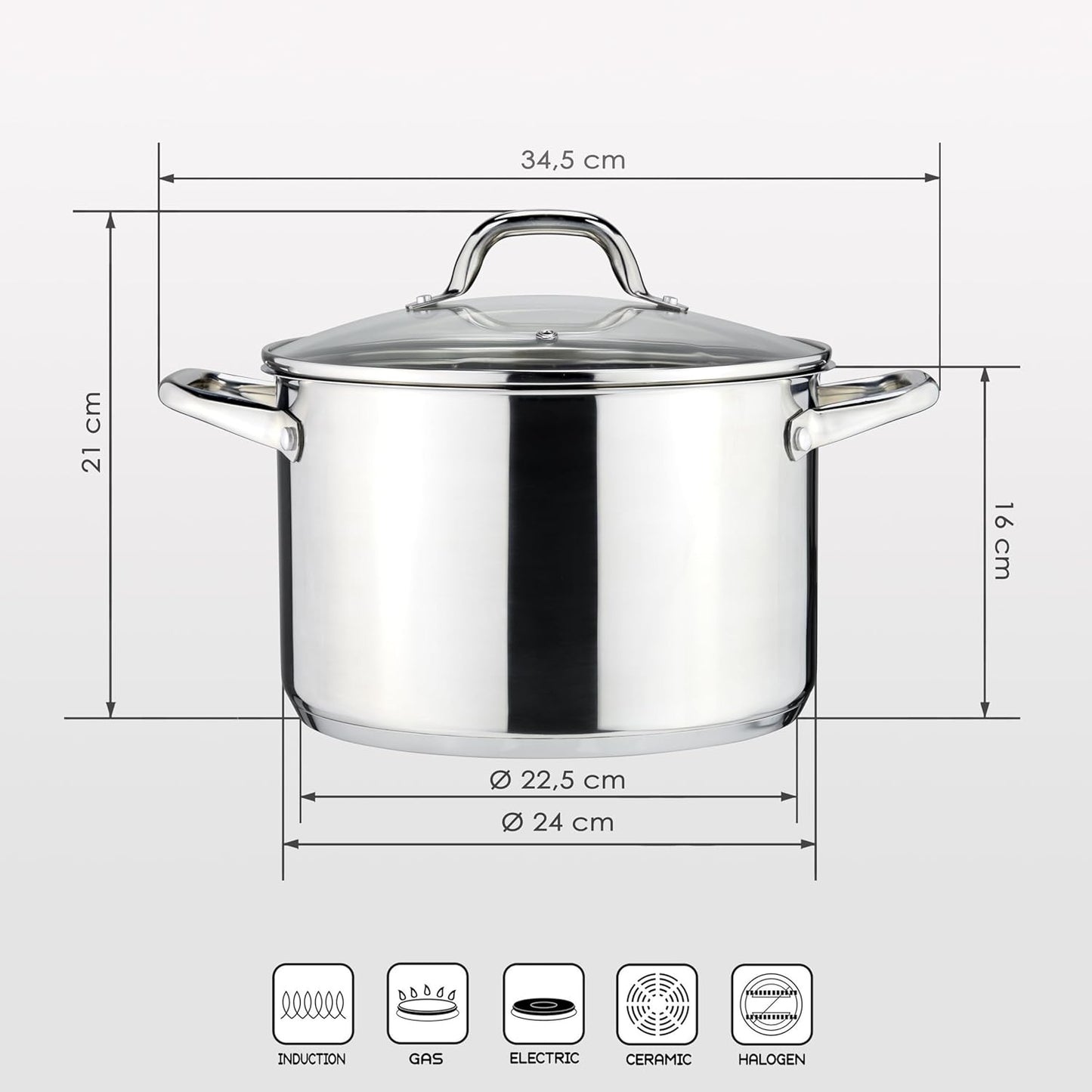 Topf mit Glasdeckel, 6,8 liter
