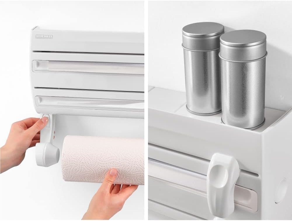 Wandrollenhalter Parat F2 für 3 Rollen mit Folienschneider, Weiss