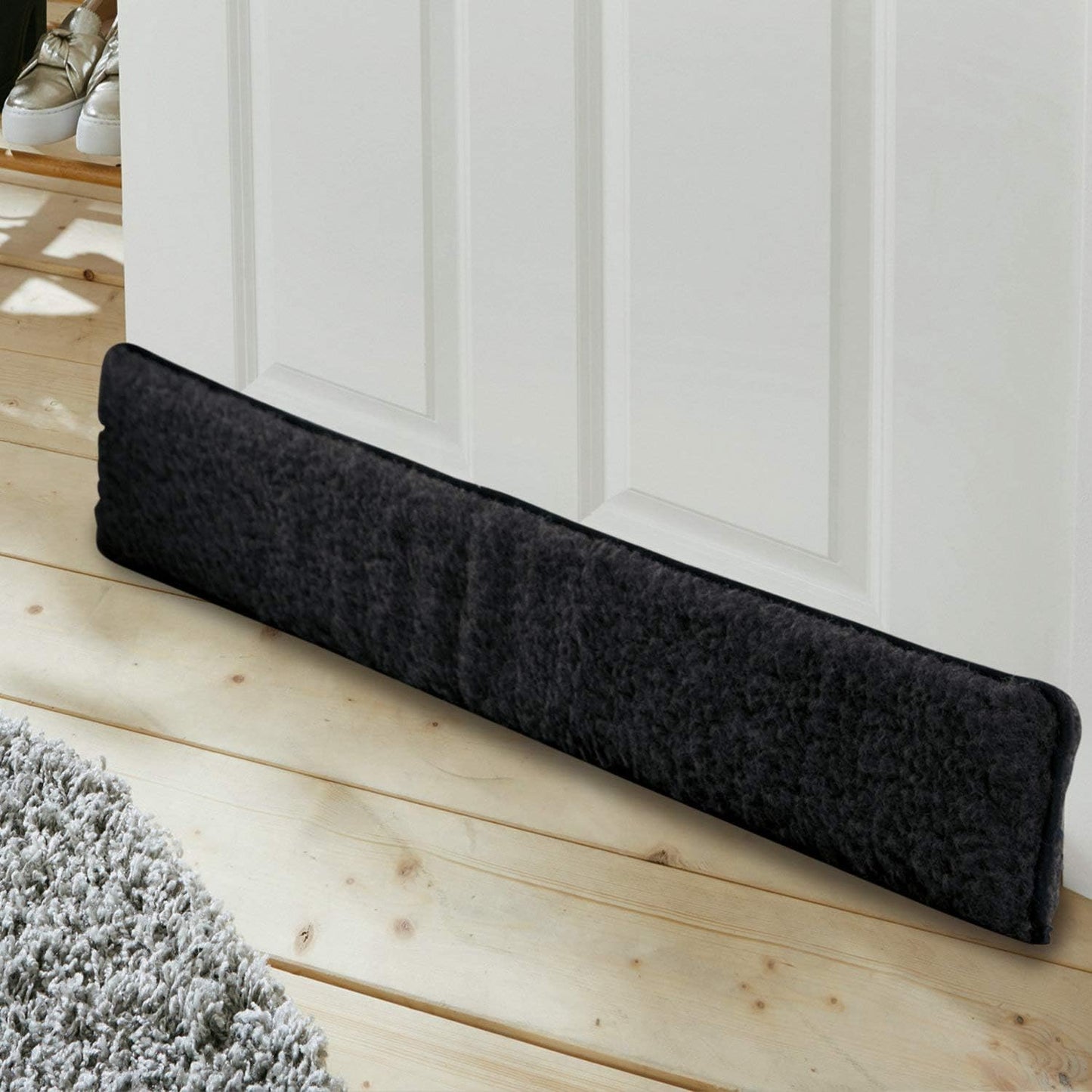 Schurwoll-Zugluftstopper für Türen 100 cm, Anthrazit 100 cm Single