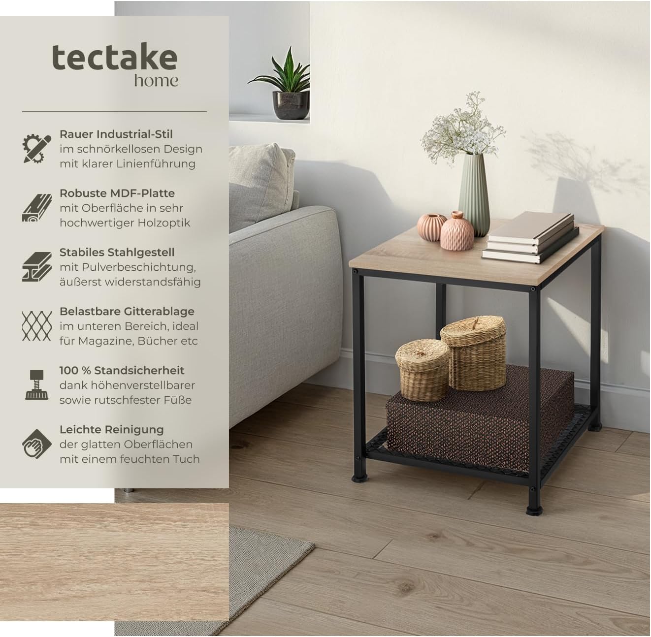 Beistelltisch Derby, Derby Industrial Holz Hell, Eiche Sonoma