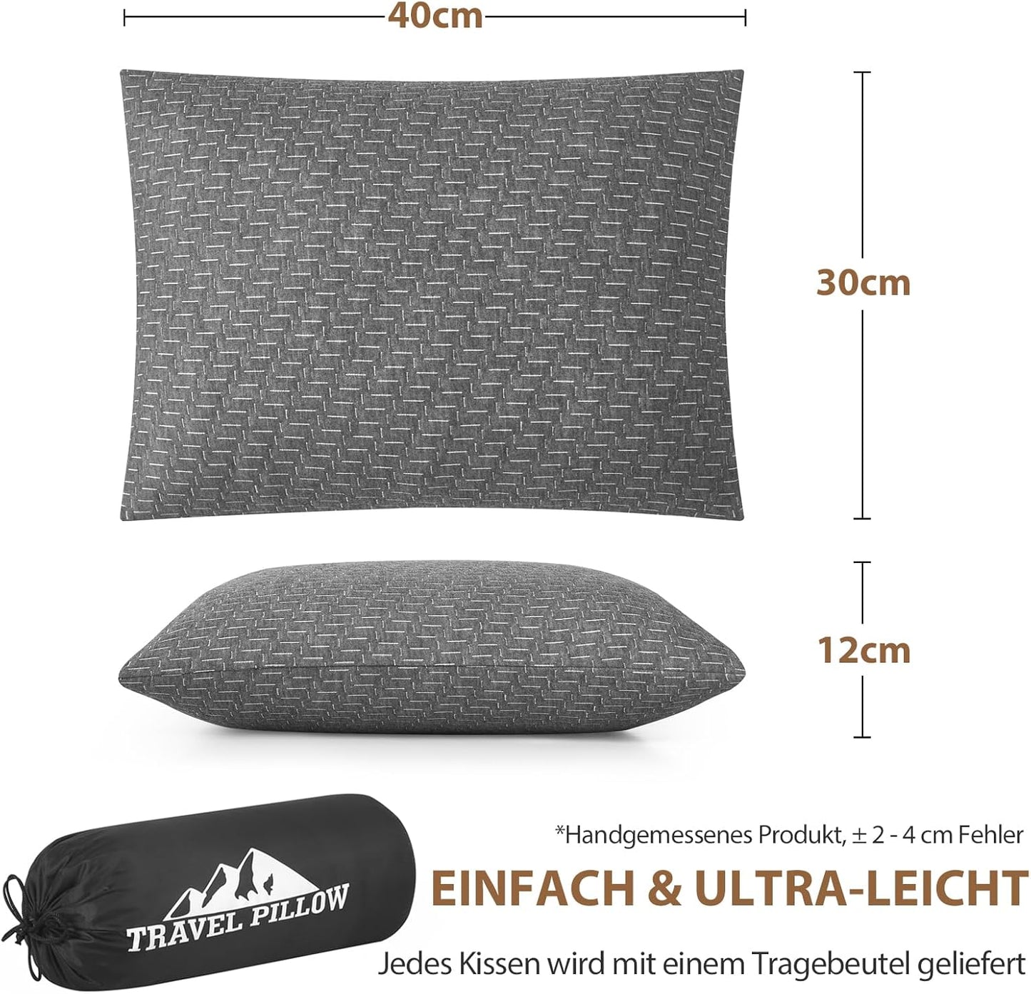 Reisekissen mit Packsack, Grau Small