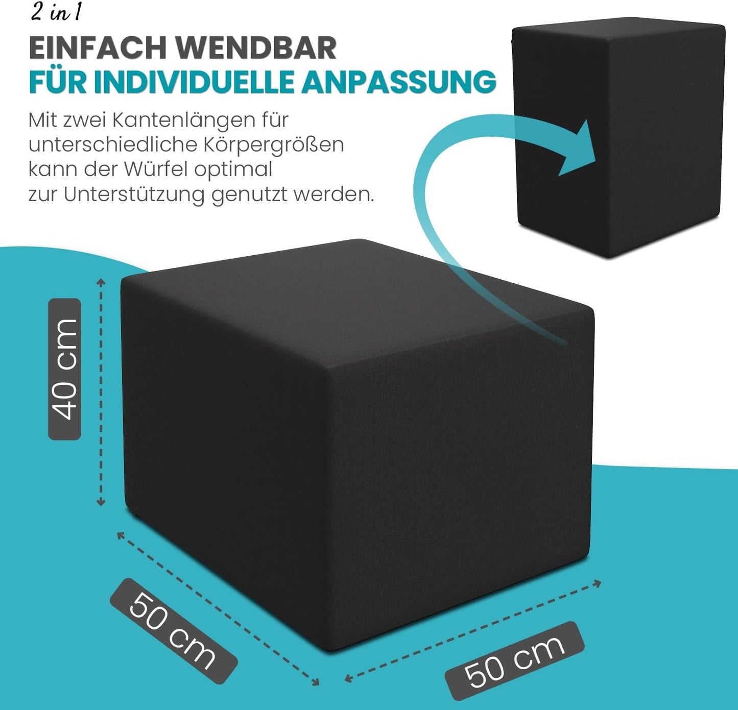 Bandscheibenwürfel Stufenlagerungswürfel, Schwarz