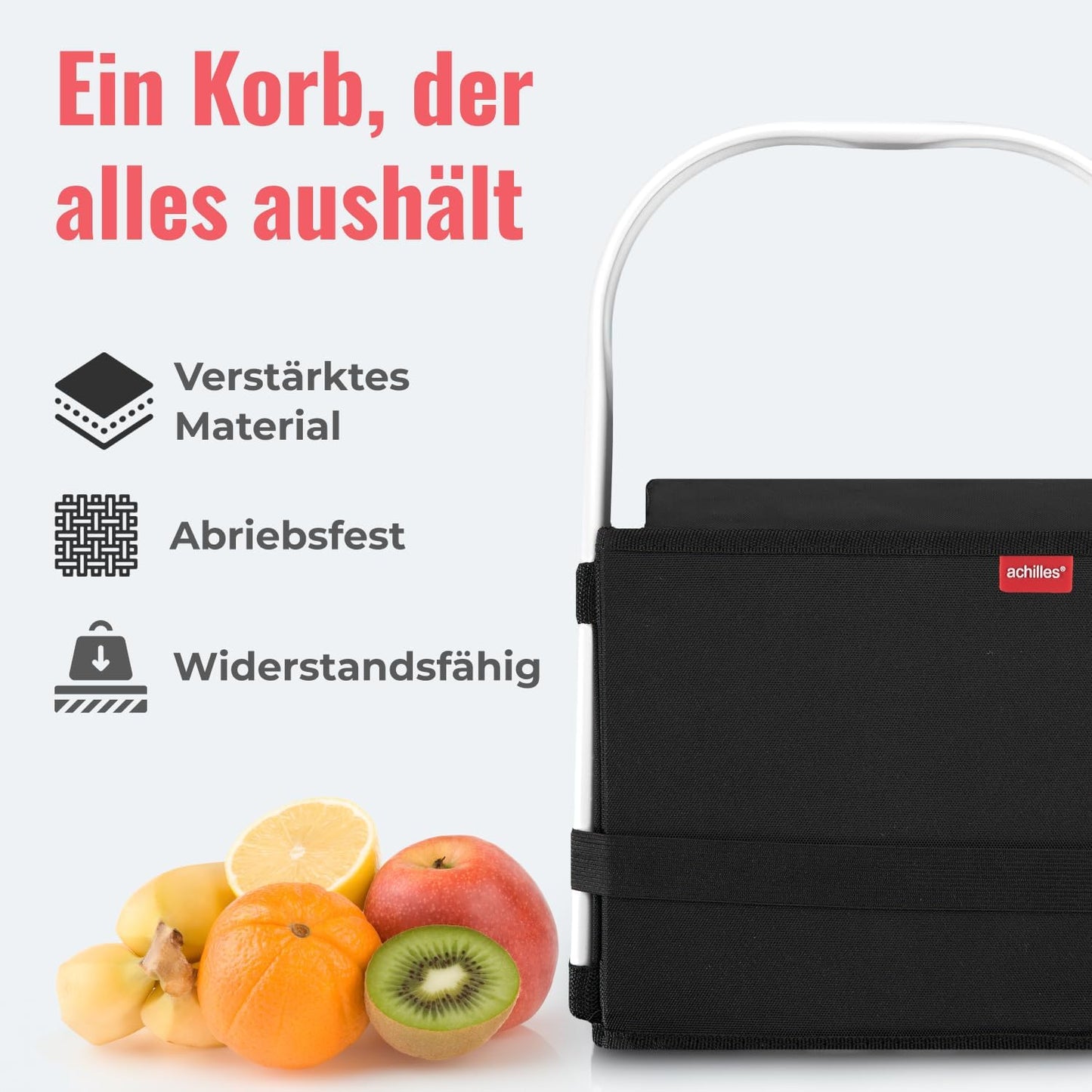 Klappbarer Einkaufskorb-Box mit Alu-Griff, Schwarz