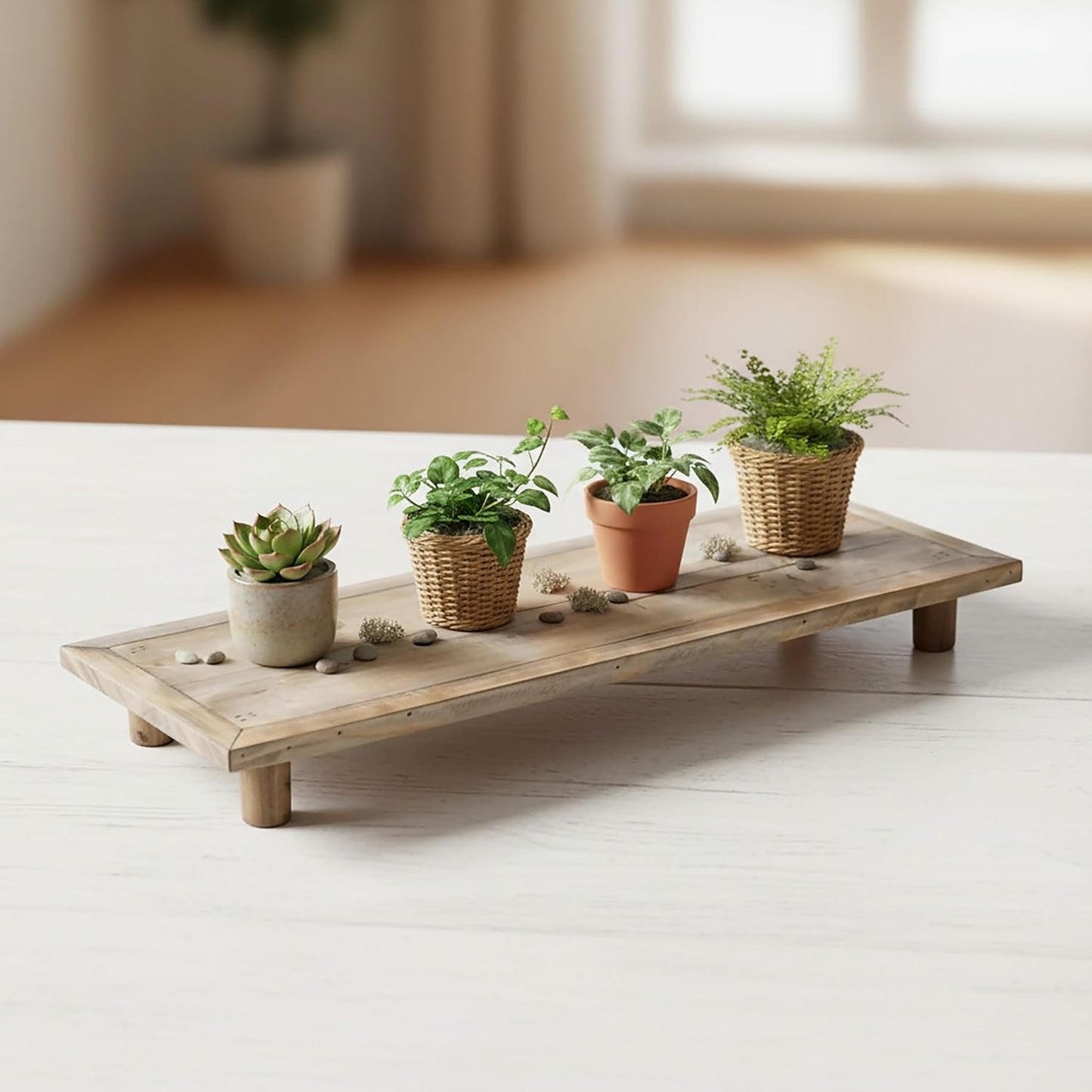 Rechteckiges Deko-Blumentablett, gross / 50 x 18 cm