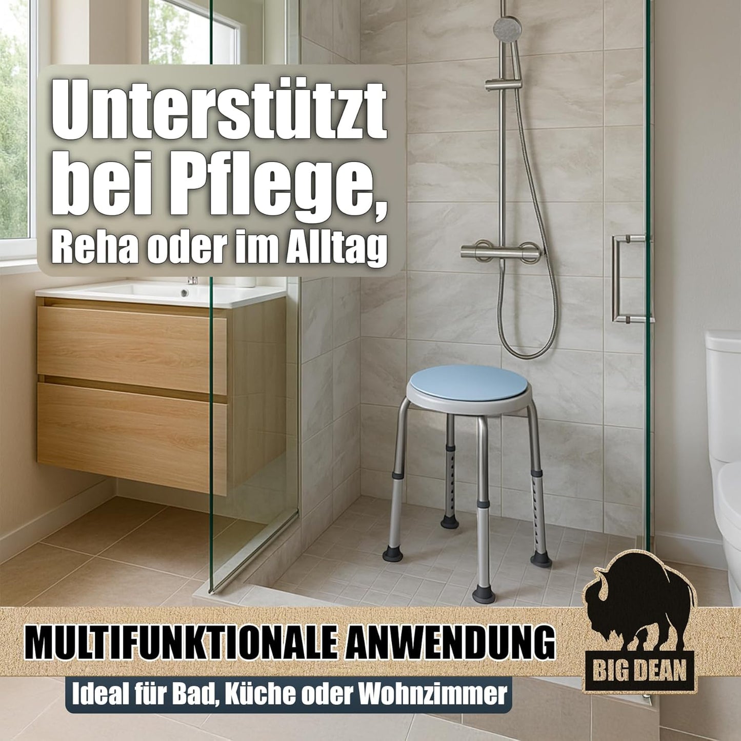 Drehbarer Duschhocker höhenverstellbar