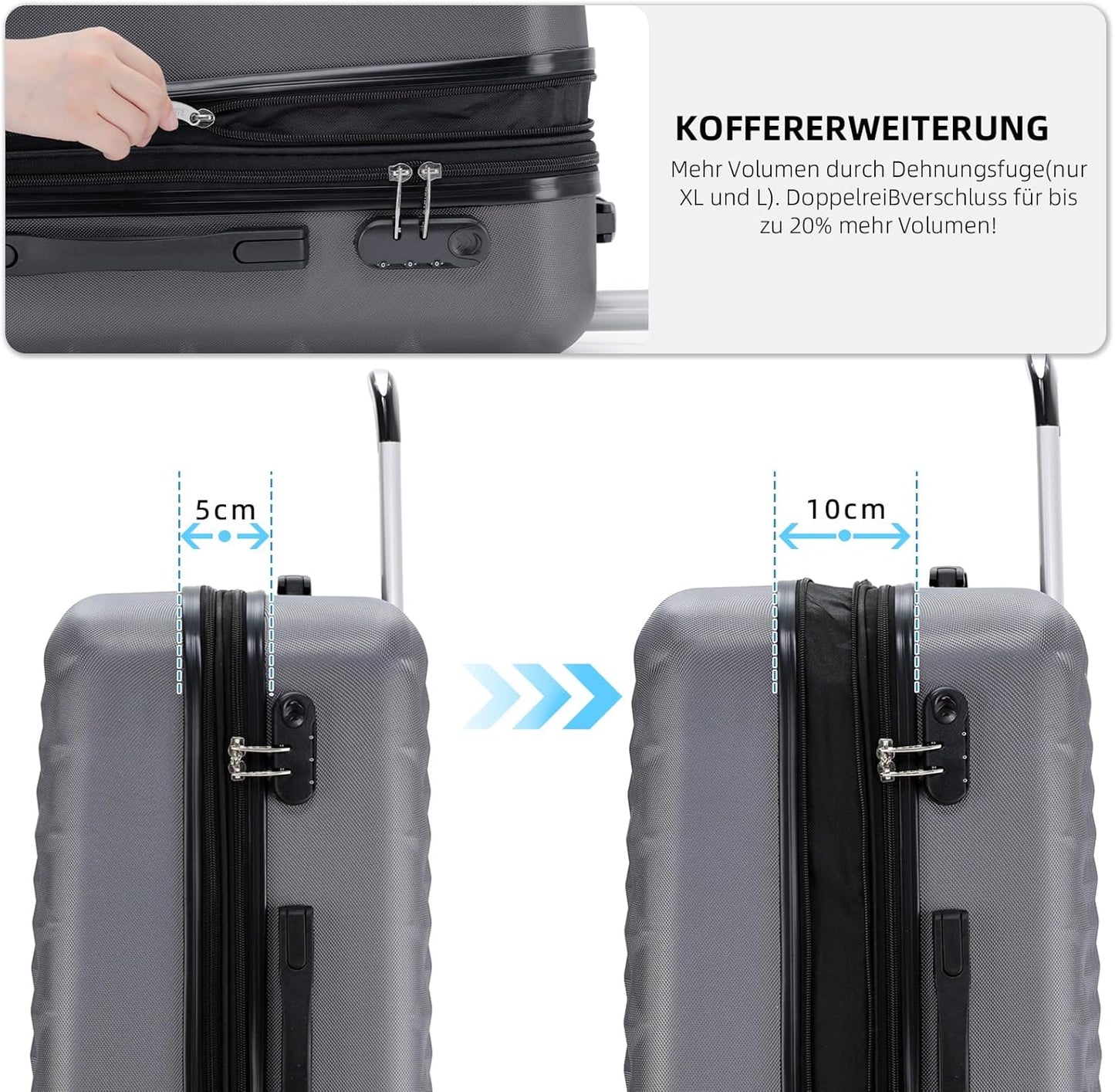 3-teiliges Reisekofferset 2066, Business Grey / Set