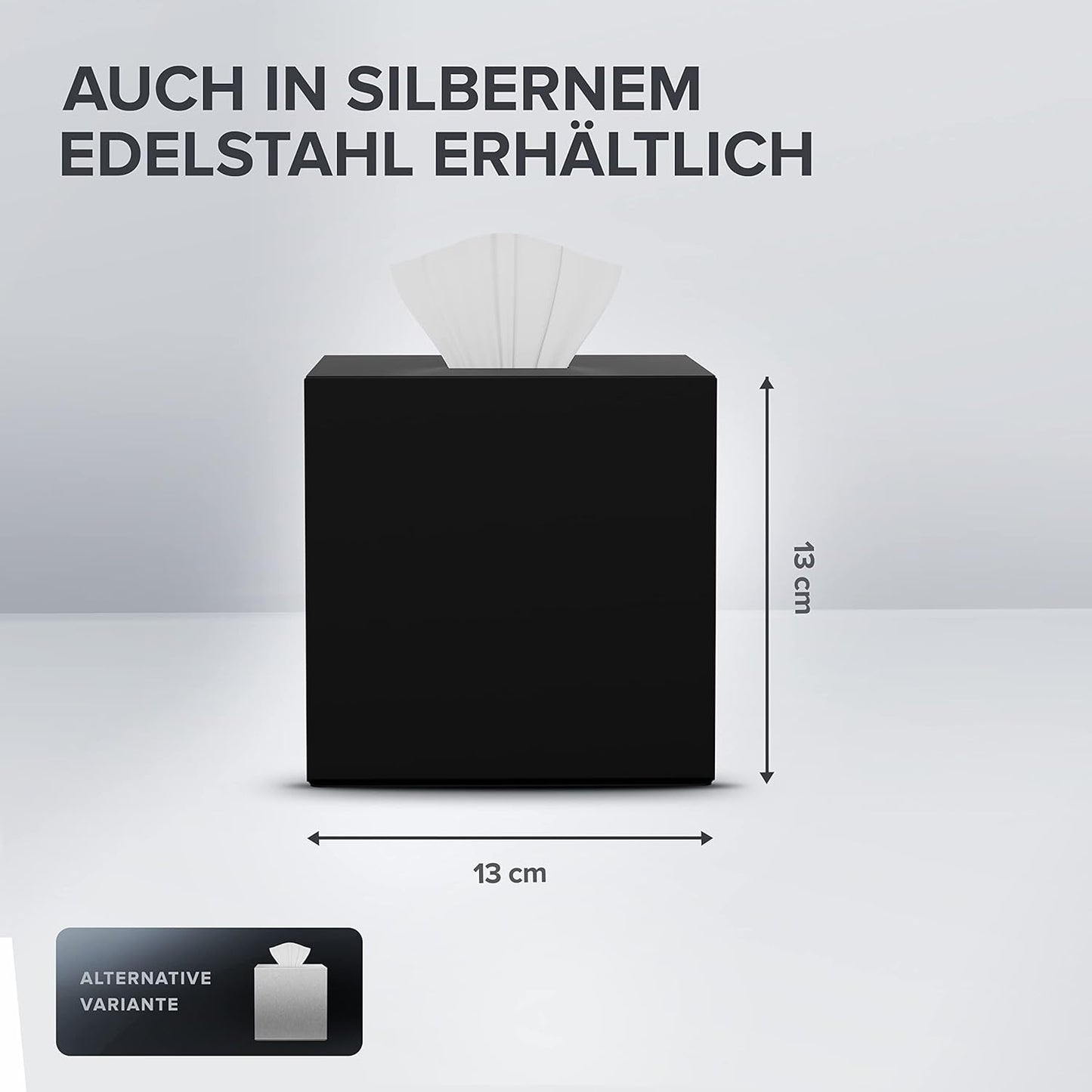 Quadratische Kosmetiktücher-Box, Schwarz