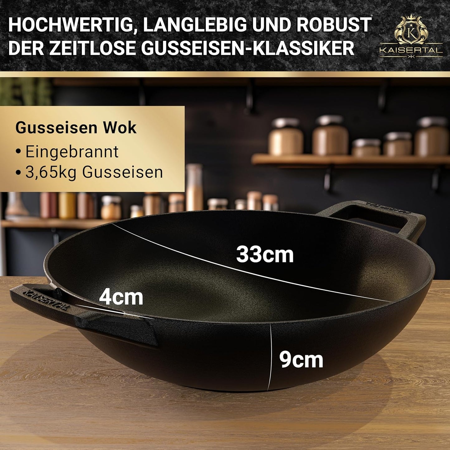 Wok Pfanne, Schwarz - Ohne Deckel